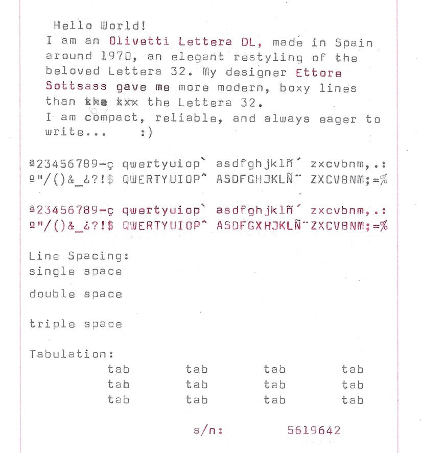 RARE Olivetti Lettera DL Typewriter with Cubic Font, Qwerty Layout, 1970, Fully Functional