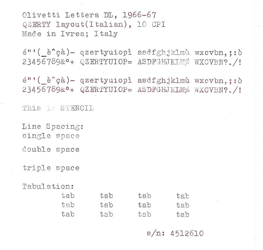 Olivetti Lettera DL Typewriter with Qzerty Layout, 1966, Fully Functional