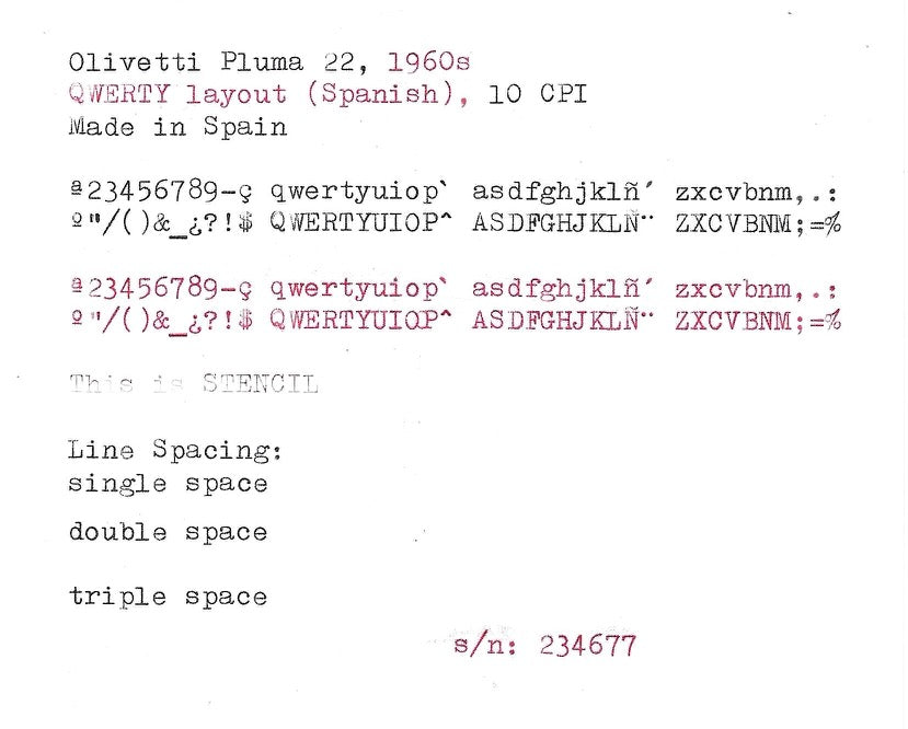 Olivetti Pluma 22 / Lettera 22 Typewriter with Qwerty Layout in Blue, 1960s, Fully Functional