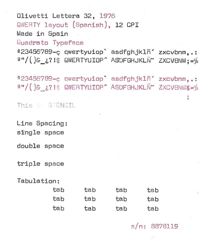 RARE Olivetti Lettera 32 Typewriter with Quadrato Font, Qwerty Layout, 1975, Fully Functional