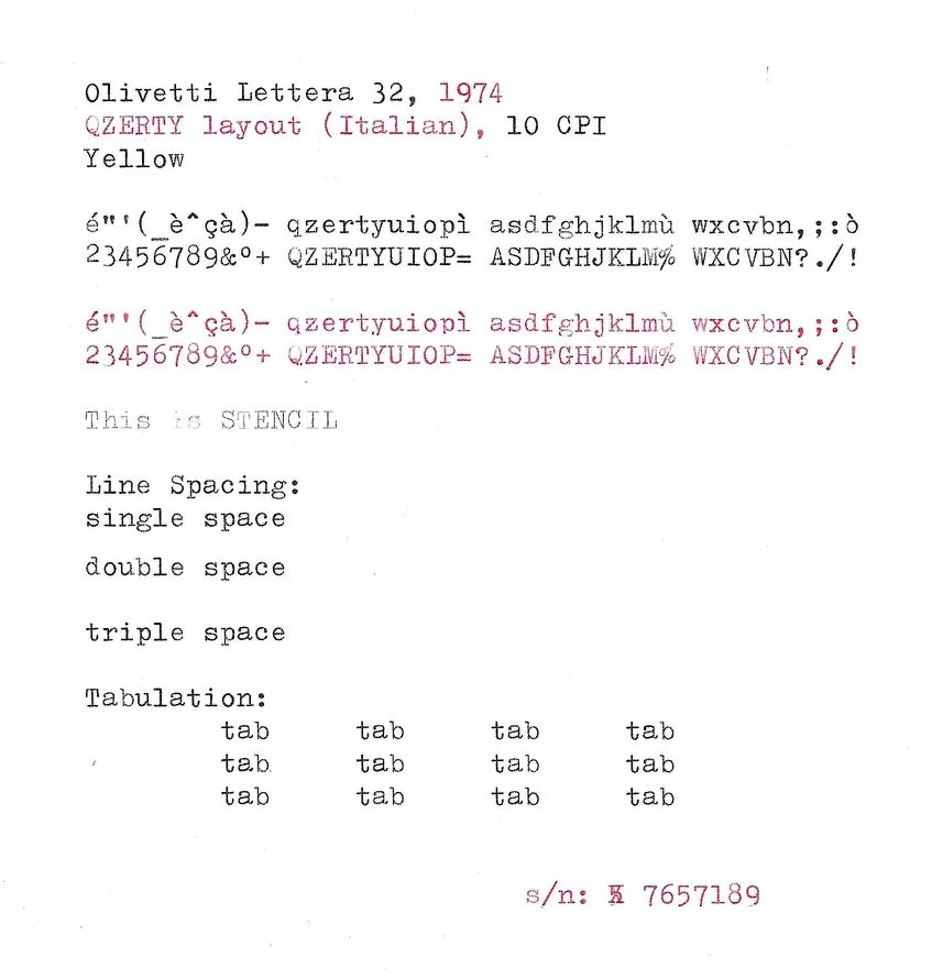 Olivetti Lettera 32 Typewriter in Pistachio Yellow-Green, Qzerty Layout, 1974, Fully Functional