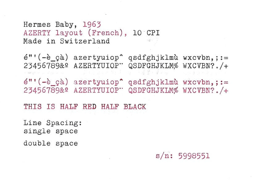 Hermes Baby Typewriter with Azerty Layout, 1963, Made in Switzerland, Fully Functional