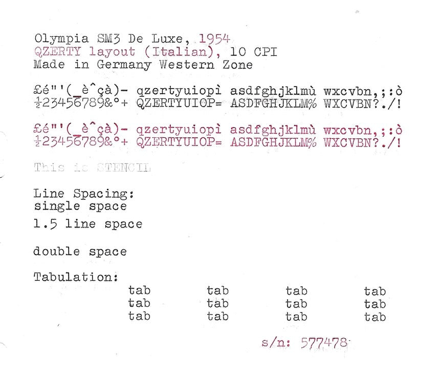 Olympia SM3 De Luxe Typewriter with Qzerty Layout, Green, 1954, Fully Functional