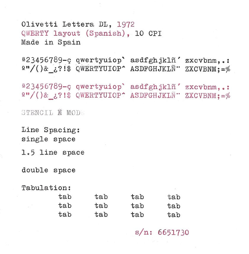 Olivetti Lettera DL Typewriter with Qwerty Layout, 1972, Made in Spain, Fully Functional