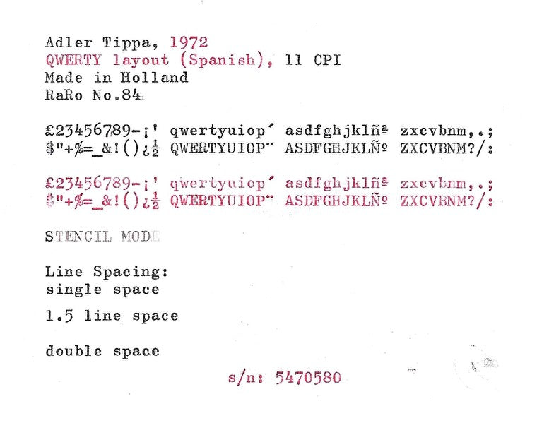 RARE Adler Tippa Typewriter with Bodoni-like Shaded Typeface, Qwerty Layout, 1972, Made in Holland, Fully Funcrtional