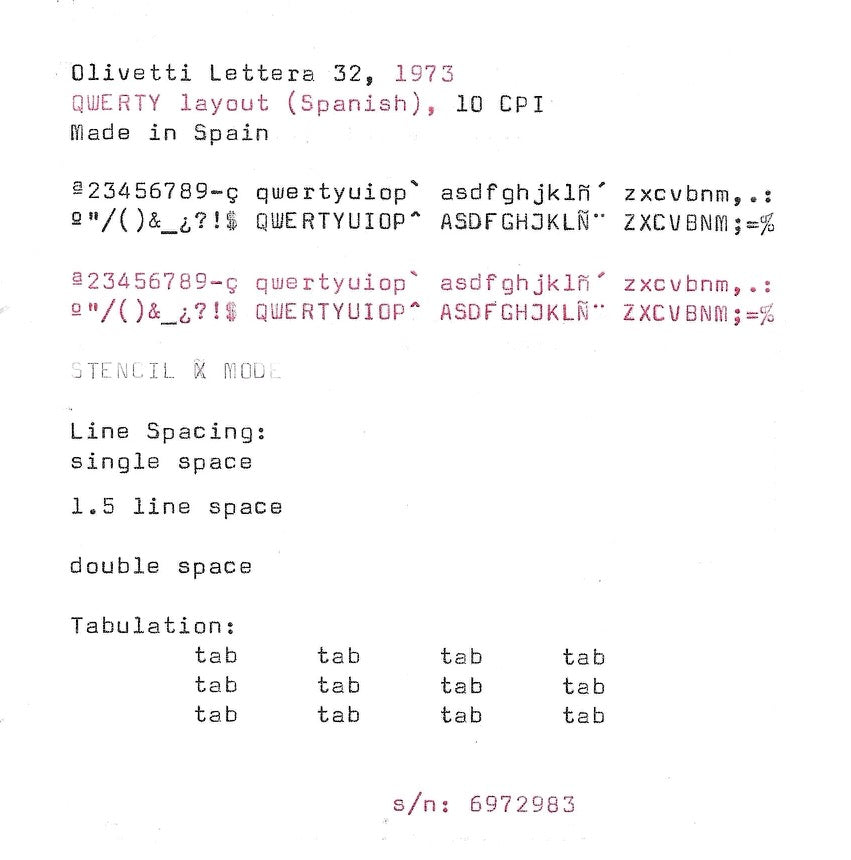 RARE Olivetti Lettera 32 Typewriter with Sans Serif Cubic Font and Qwerty Layout, 1973, Fully Functional