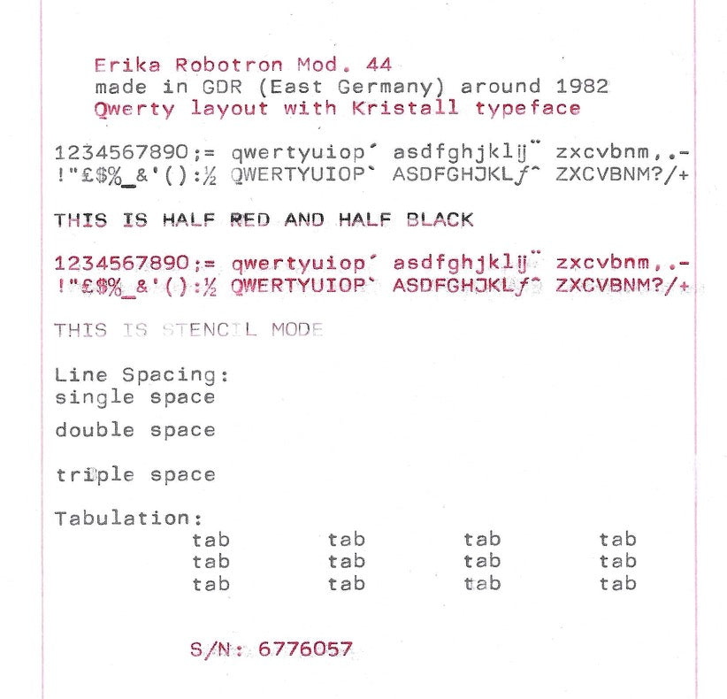 RARE Erika Robotron Typewriter, Kristall Typeface, Qwerty, Mod. 44, 1982, Fully Functional