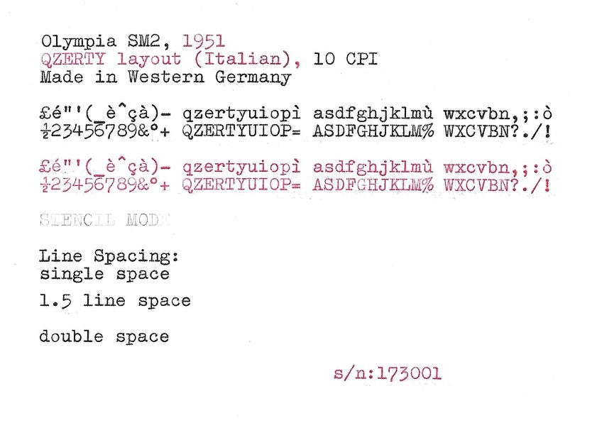 Olympia SM2 Typewriter with Qzerty Layout, 1951, Made in W. Germany, Fully Functional