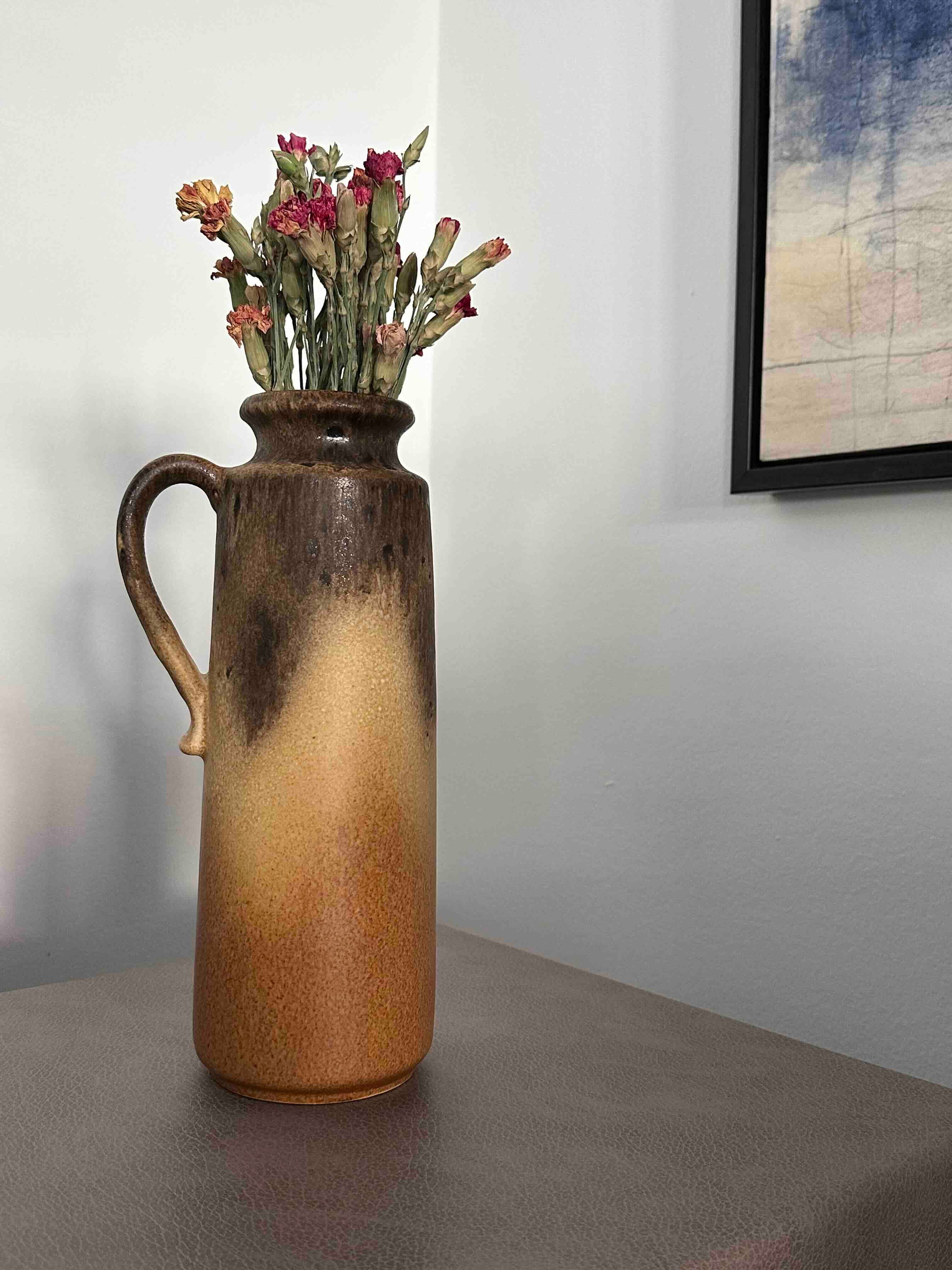 Vintage Scheurich Fat Lava Vase, West German Pottery 401-28, Mid-Century Modern Pitcher, 1970s