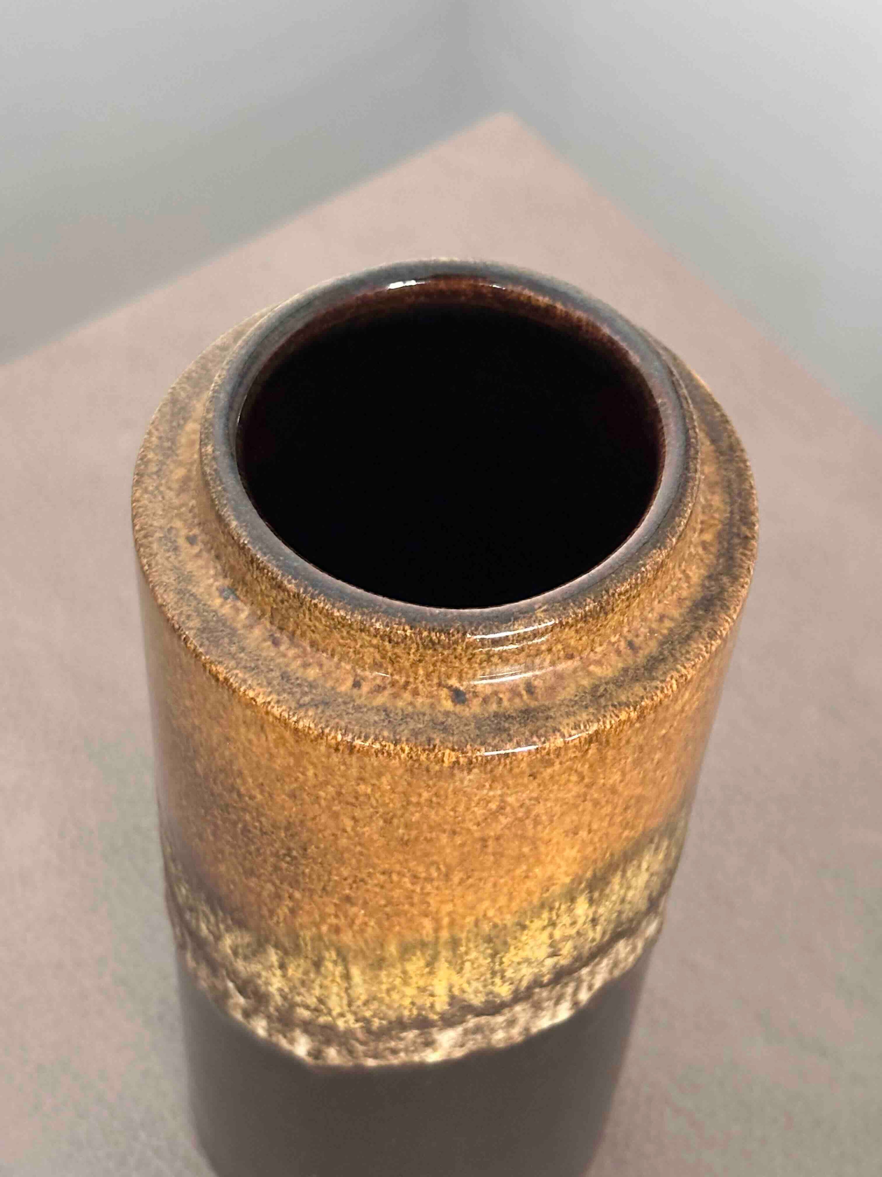 Vintage West German Ceramic Vase, 203-22, Mid-Century Modern Studio Pottery, Brown Fat Lava Glaze