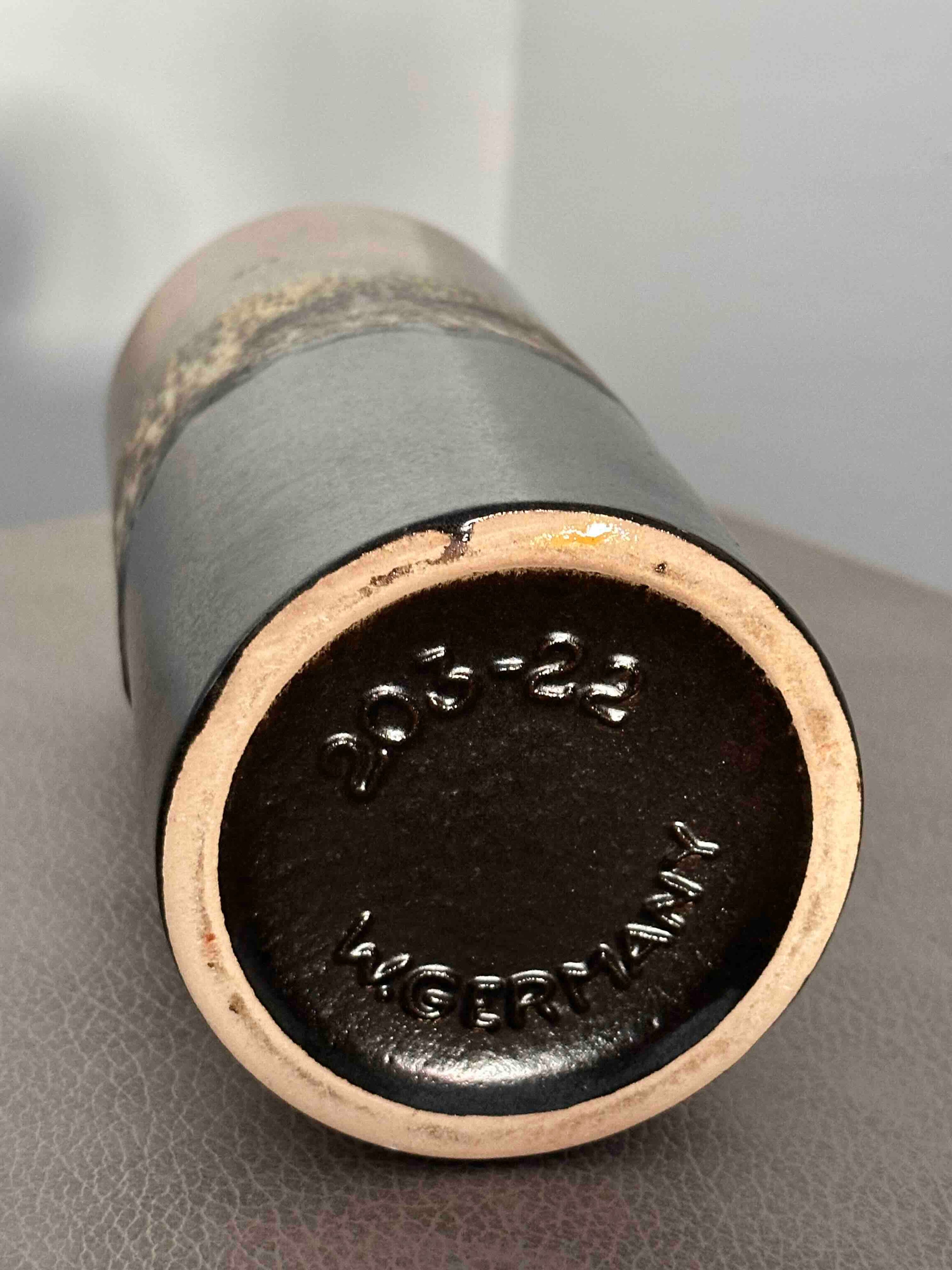Vintage West German Ceramic Vase, 203-22, Mid-Century Modern Studio Pottery, Brown Fat Lava Glaze