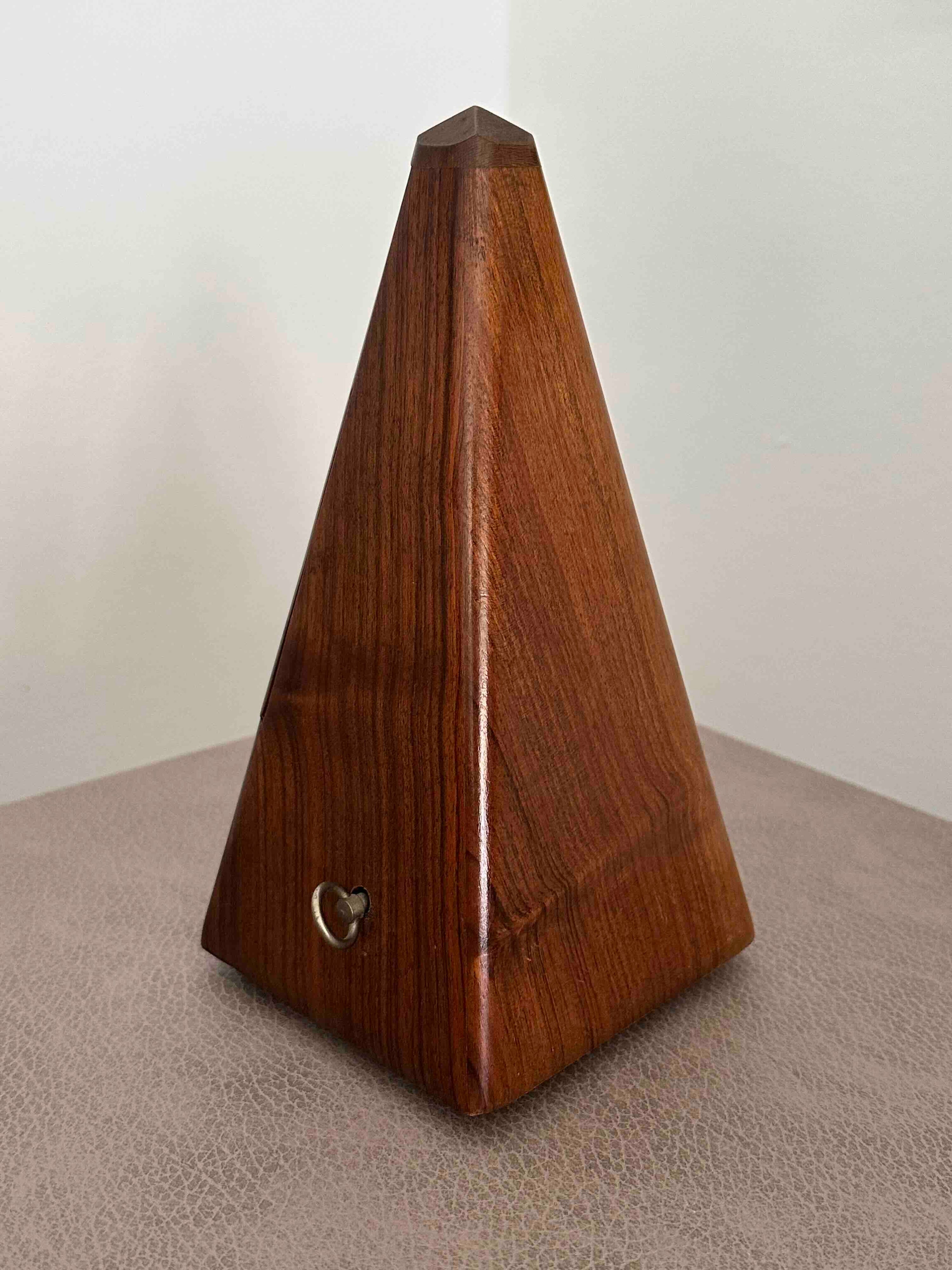 Vintage French Maëlzel Paquet Metronome, 1950s, Solid Wood Case, Mechanical Wind-Up, Fully Functional