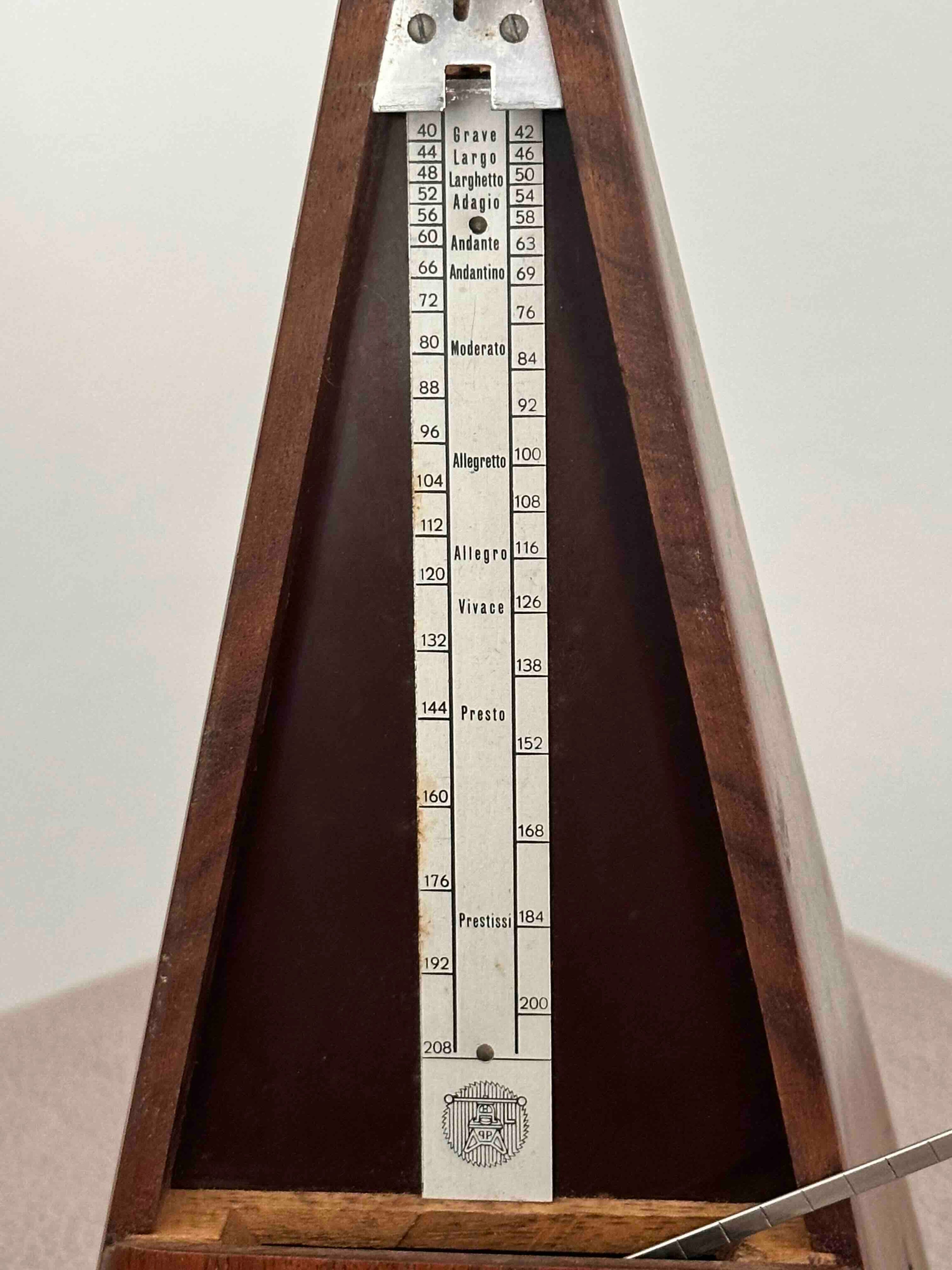 Vintage French Maëlzel Paquet Metronome, 1950s, Solid Wood Case, Mechanical Wind-Up, Fully Functional