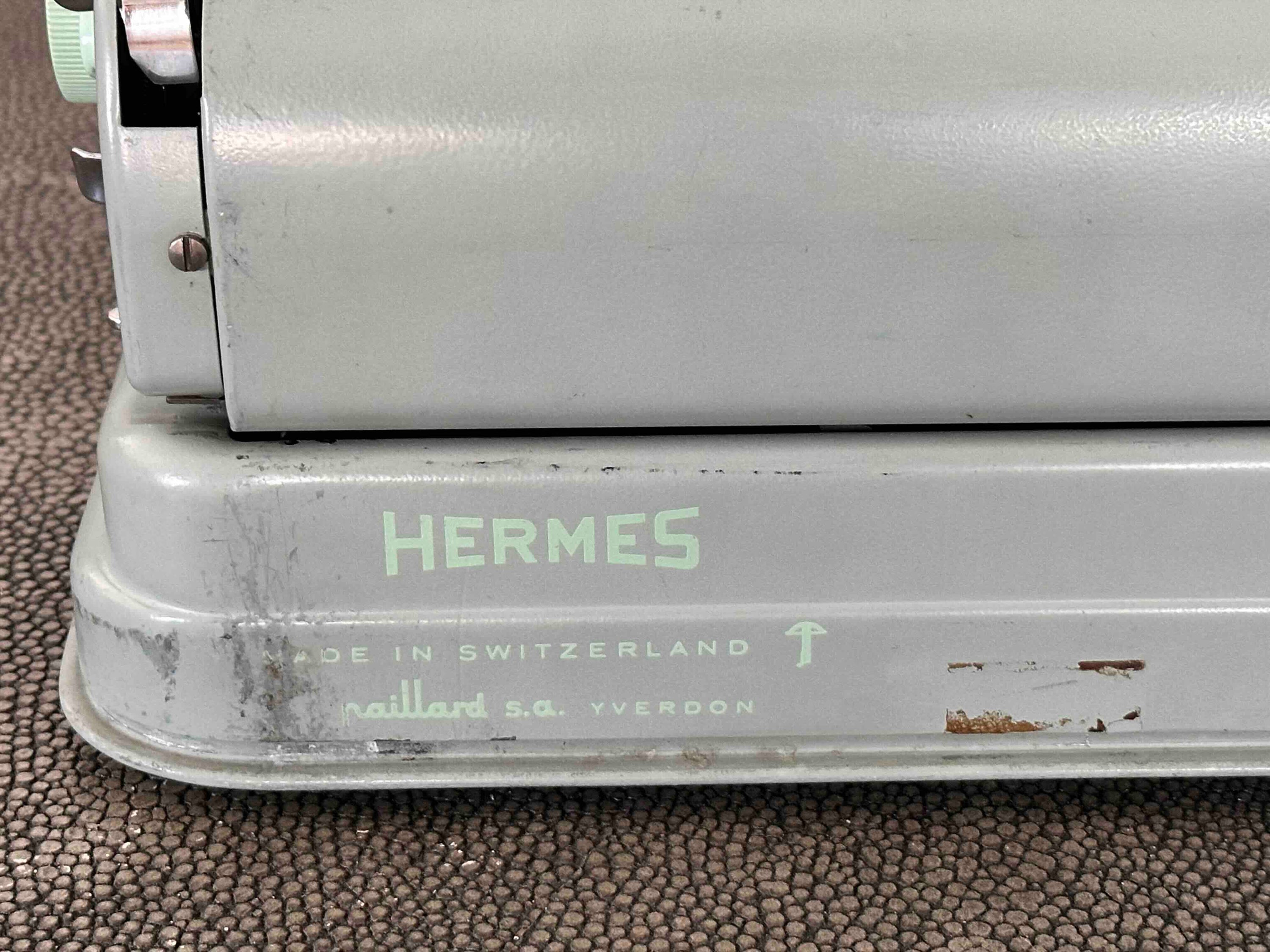 Hermes Media 3 Typewriter with New Platen, Azerty Layout, 1961, Made in Switzerland