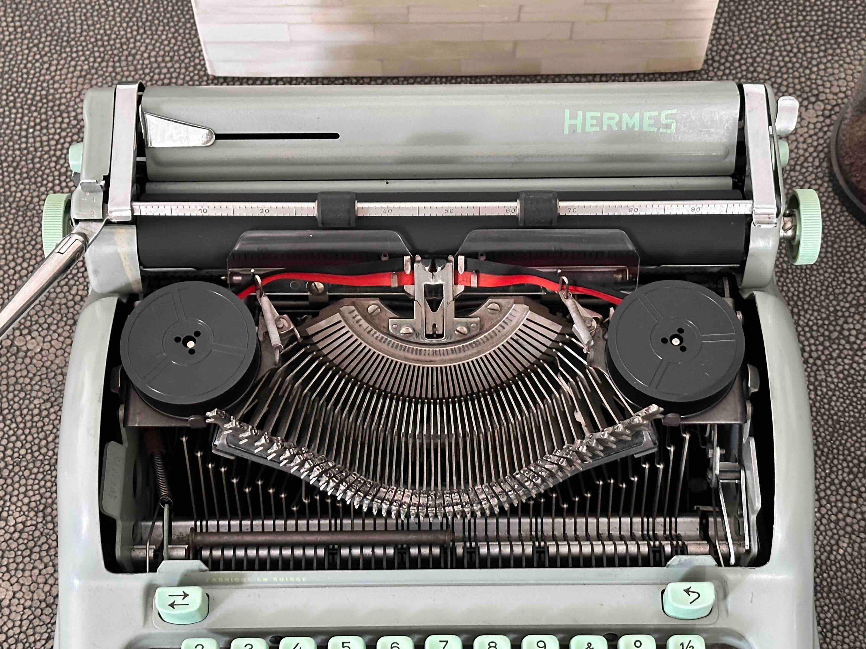 Hermes Media 3 Typewriter with New Platen, Azerty Layout, 1961, Made in Switzerland