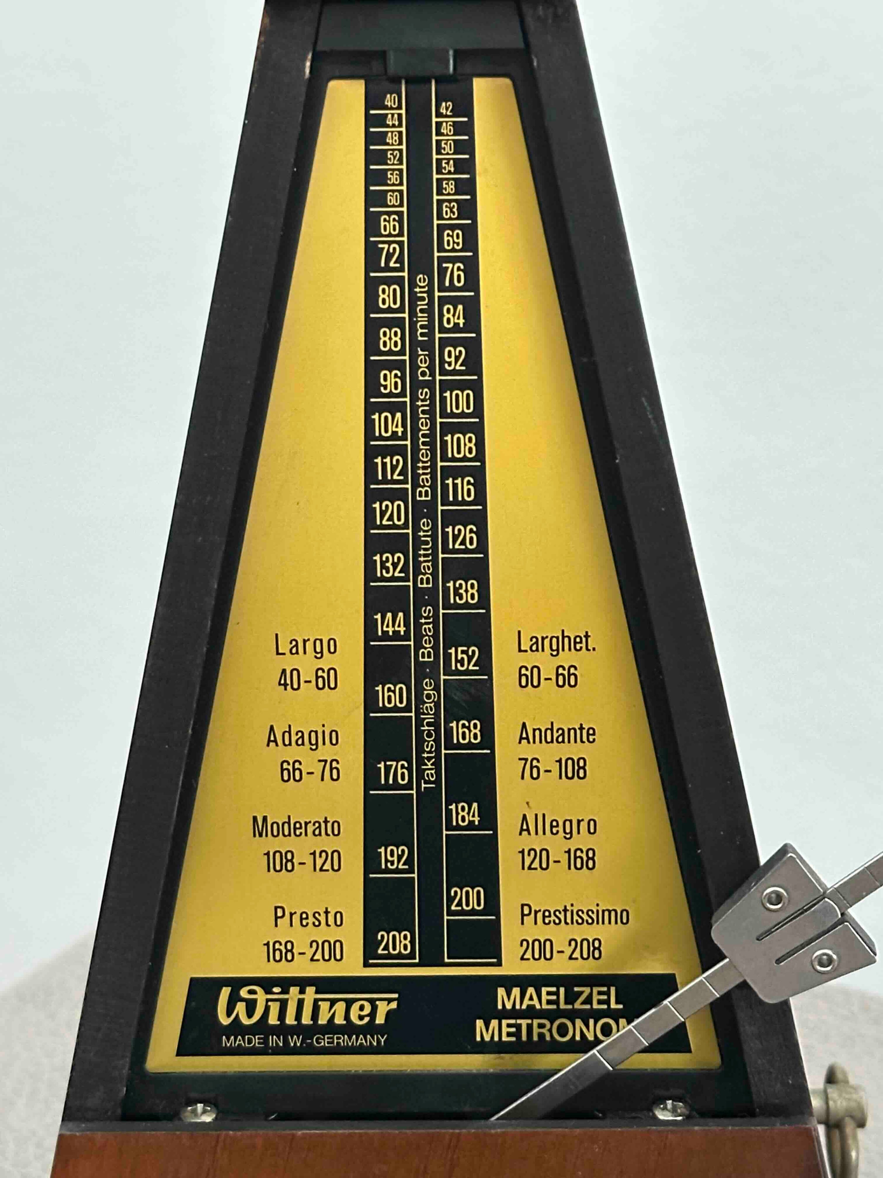 Vintage German Wittner Metronome, 1980s, Solid Wood Case, Mechanical Wind-Up, Fully Functional