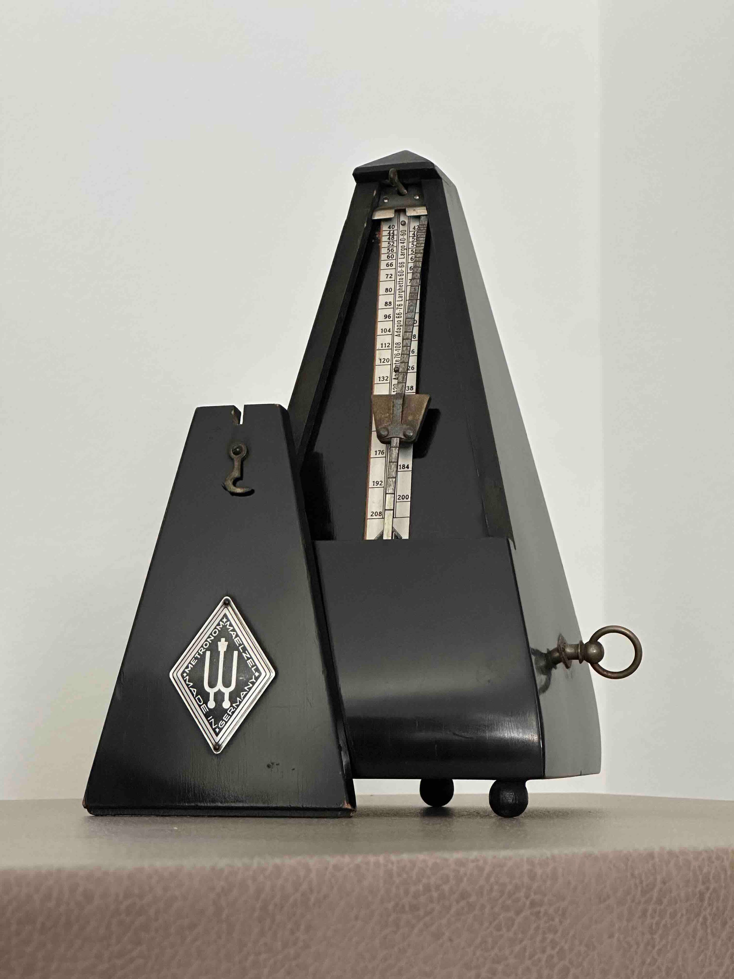 Vintage German Wittner Metronome, 1950s, Solid Wood Case, Mechanical Wind-Up, Fully Functional