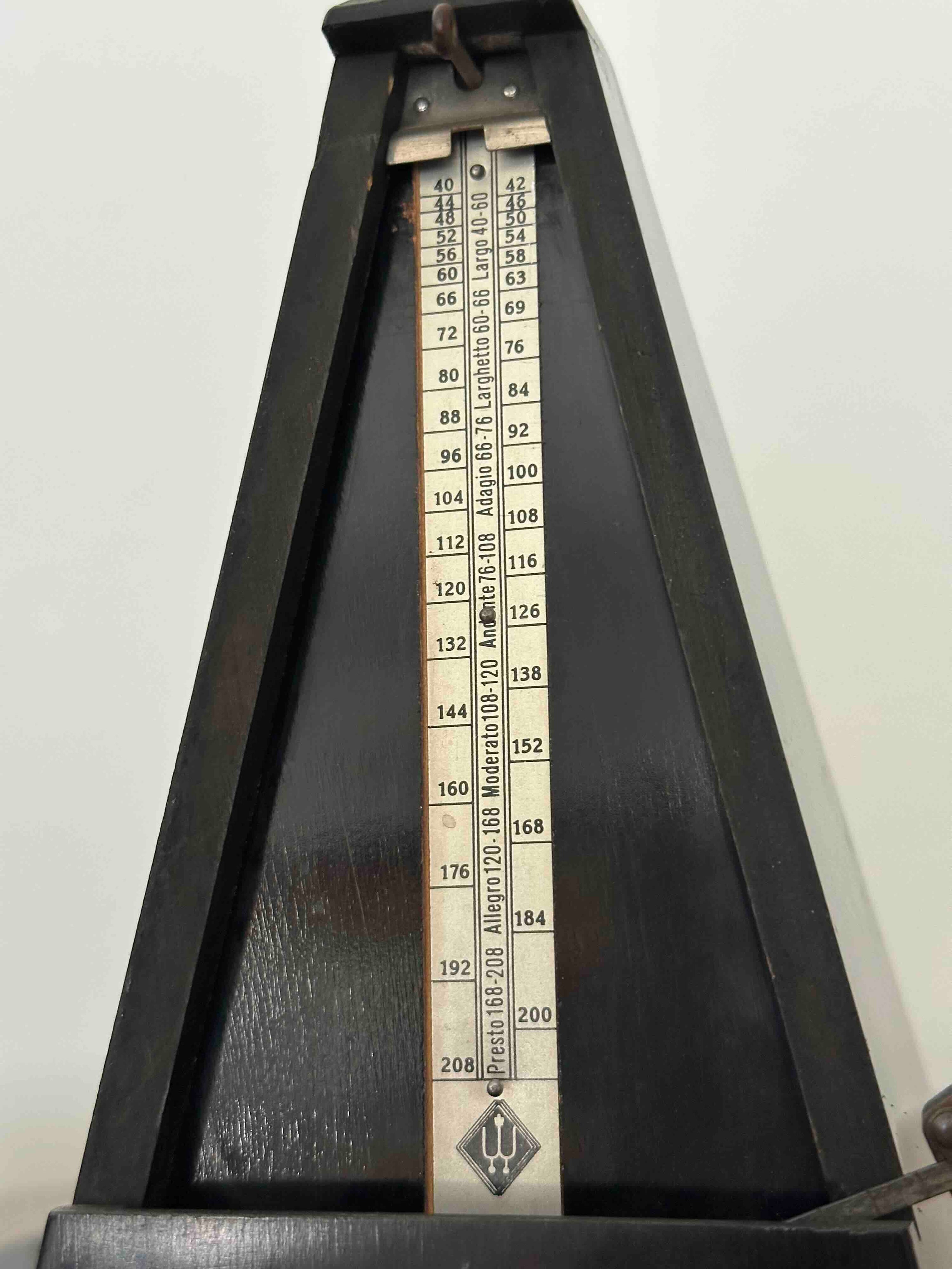 Vintage German Wittner Metronome, 1950s, Solid Wood Case, Mechanical Wind-Up, Fully Functional