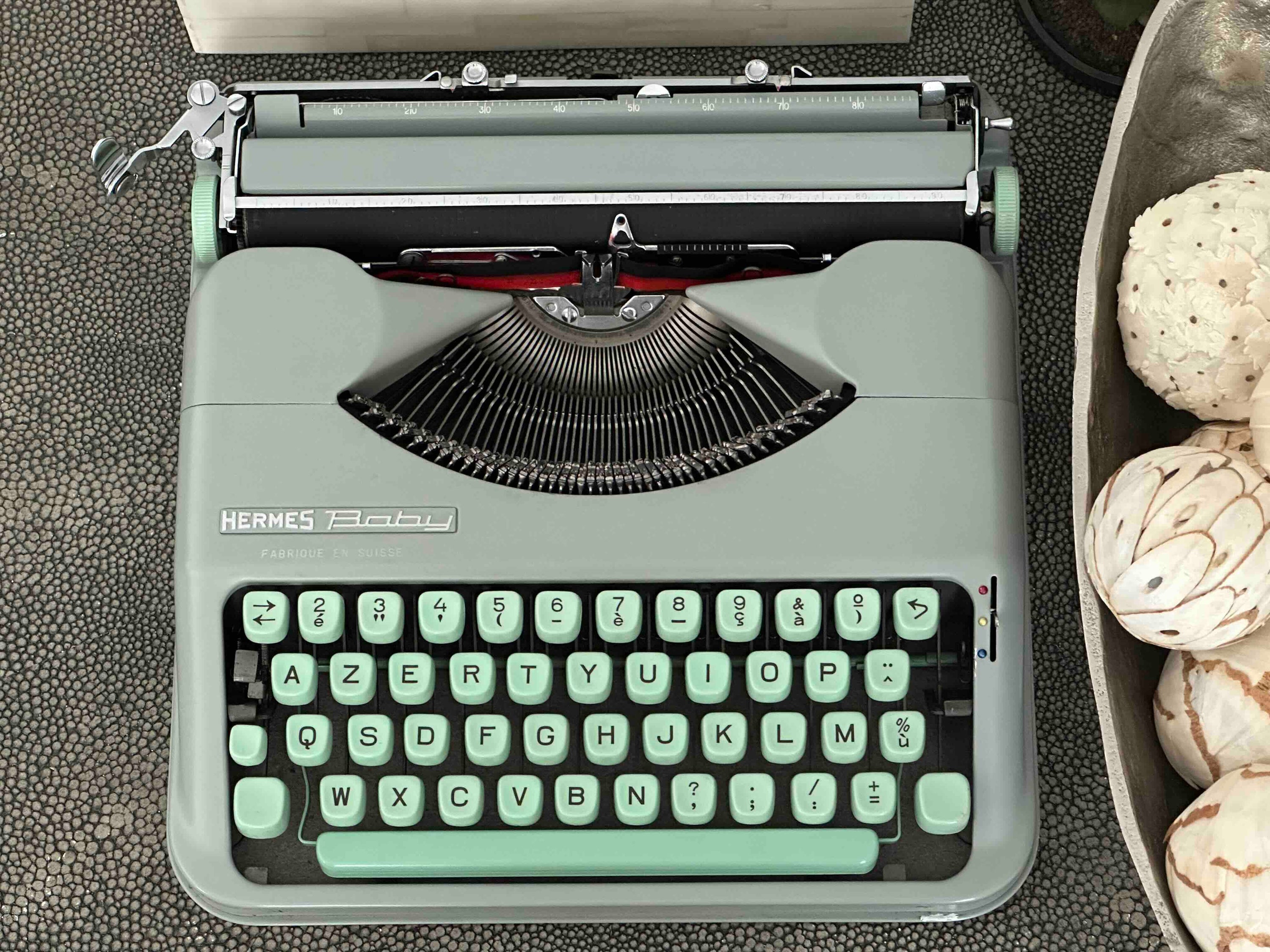 Hermes Baby Typewriter with Azerty Layout, 1963, Made in Switzerland, Fully Functional