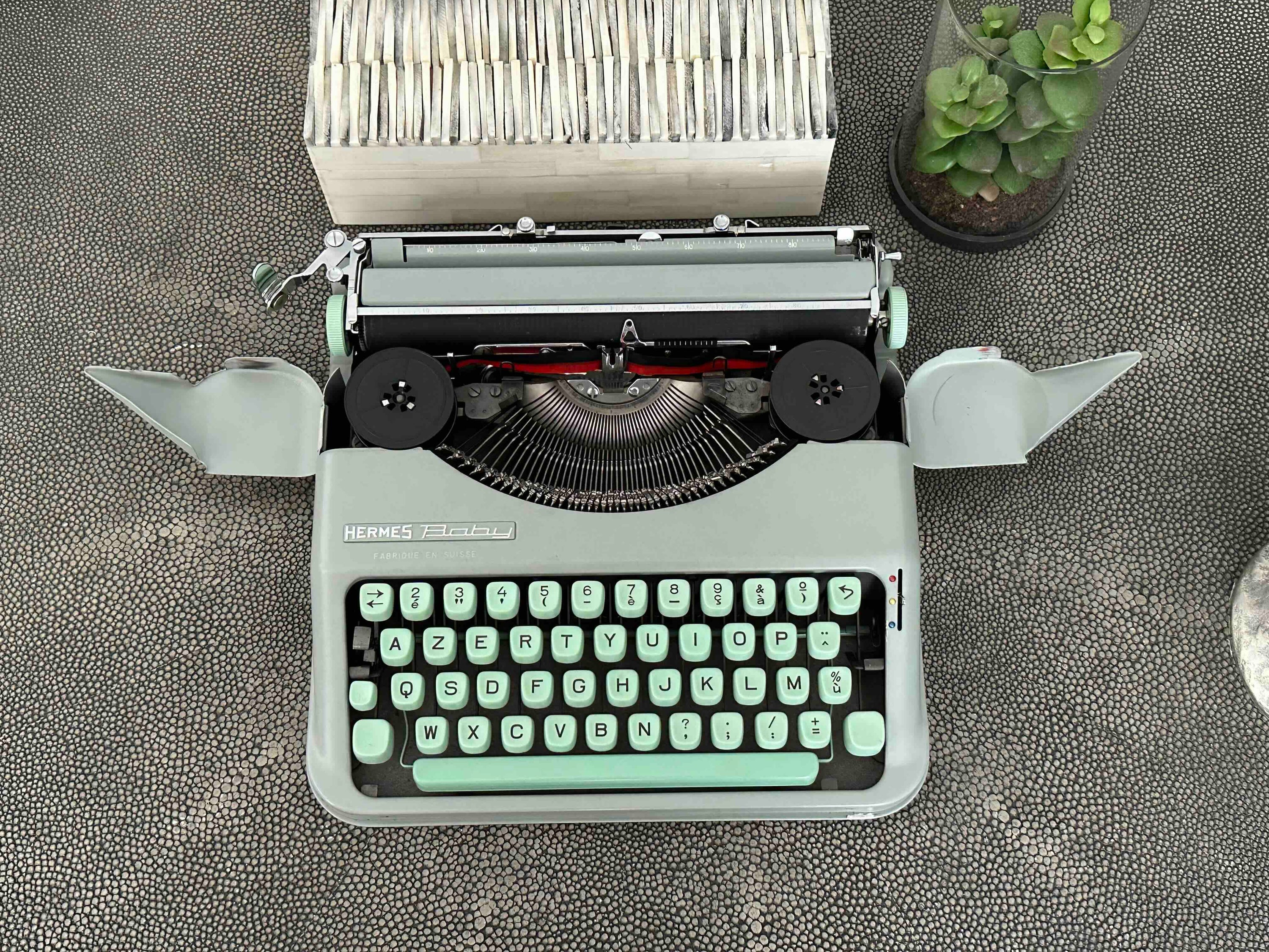 Hermes Baby Typewriter with Azerty Layout, 1963, Made in Switzerland, Fully Functional