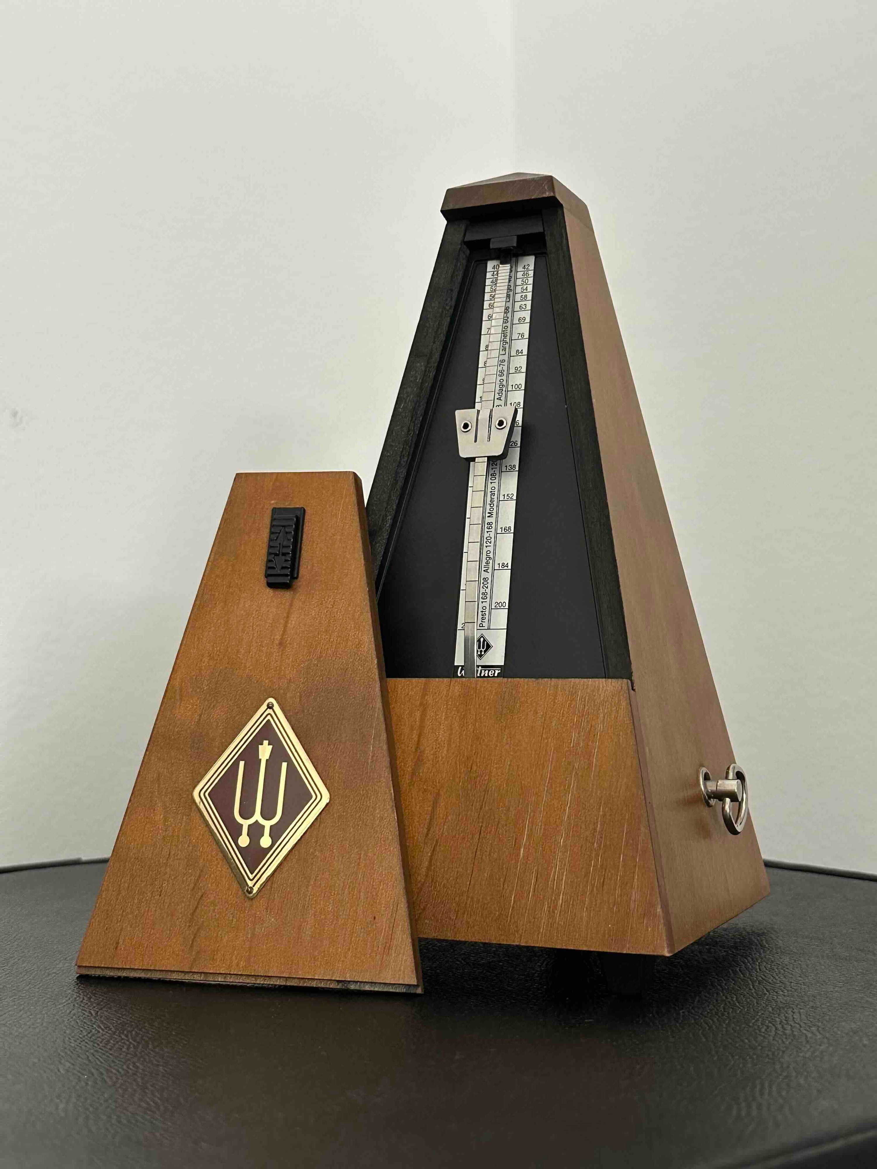 Vintage German Wittner Metronome, 1980s, Solid Wood Case, Mechanical Wind-Up, Fully Functional