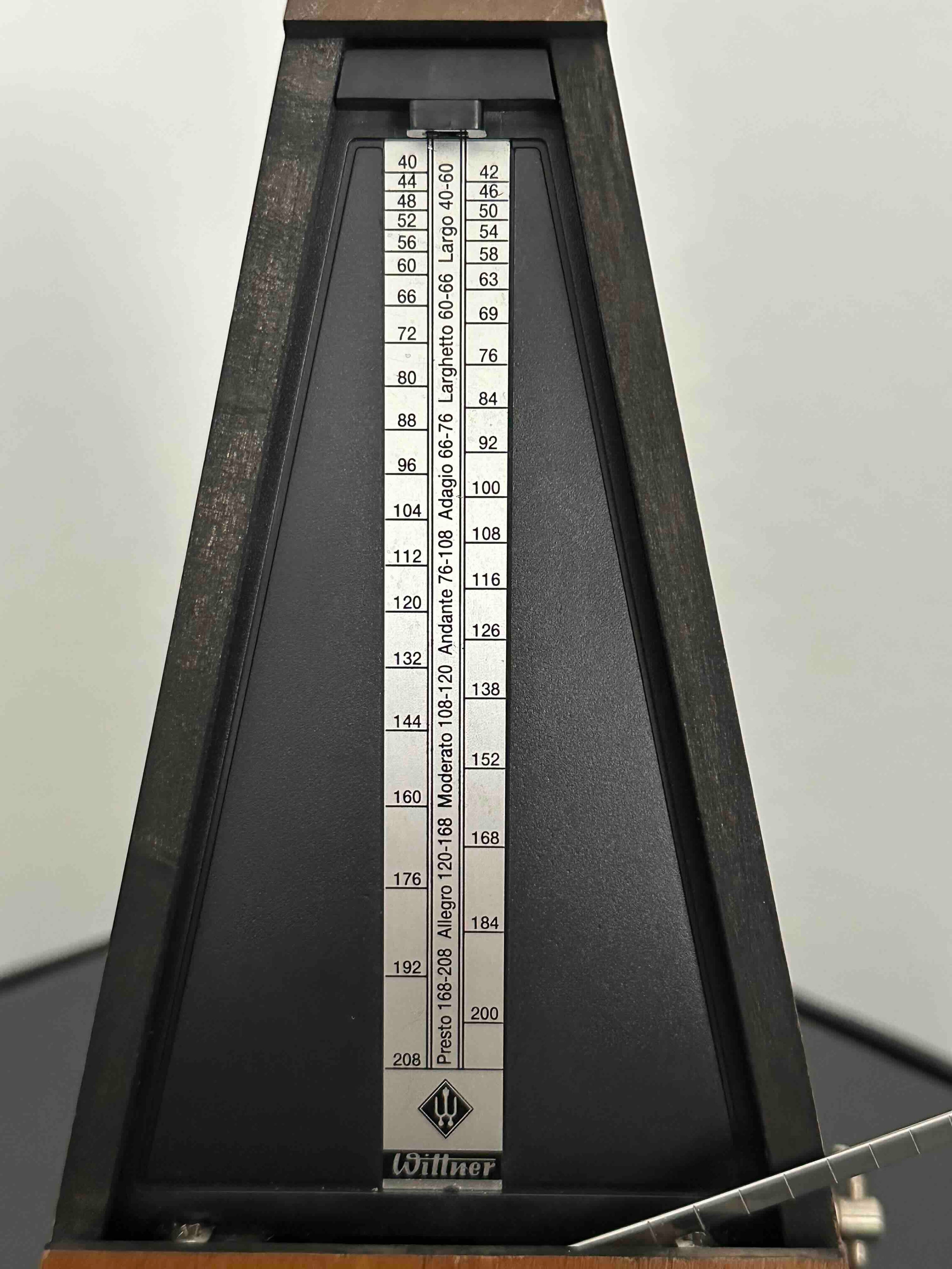 Vintage German Wittner Metronome, 1980s, Solid Wood Case, Mechanical Wind-Up, Fully Functional