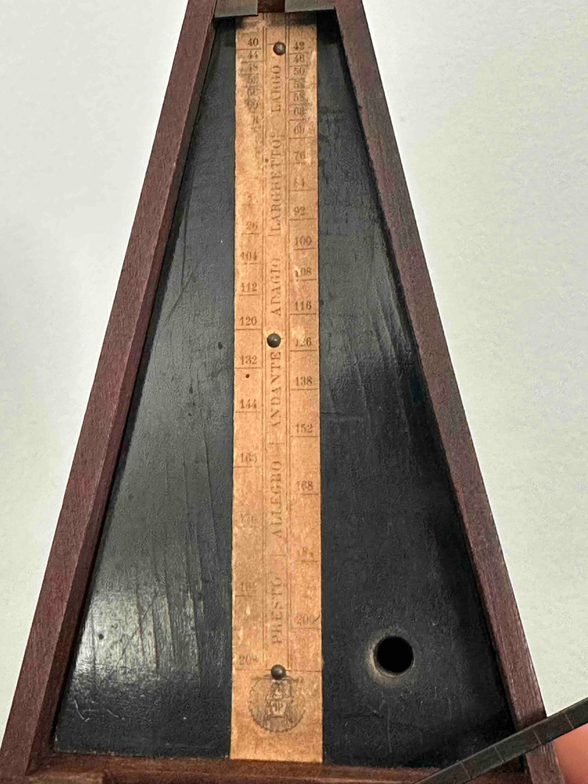 Antique French Maëlzel Paquet Metronome, c. 1906–1911, Solid Wood Case, Mechanical Wind-Up, Fully Functional
