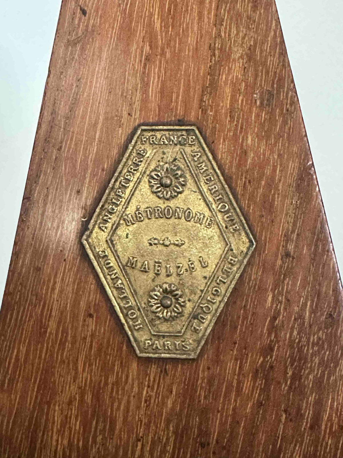 Antique French Maëlzel Paquet Metronome, c. 1906–1911, Solid Wood Case, Mechanical Wind-Up, Fully Functional