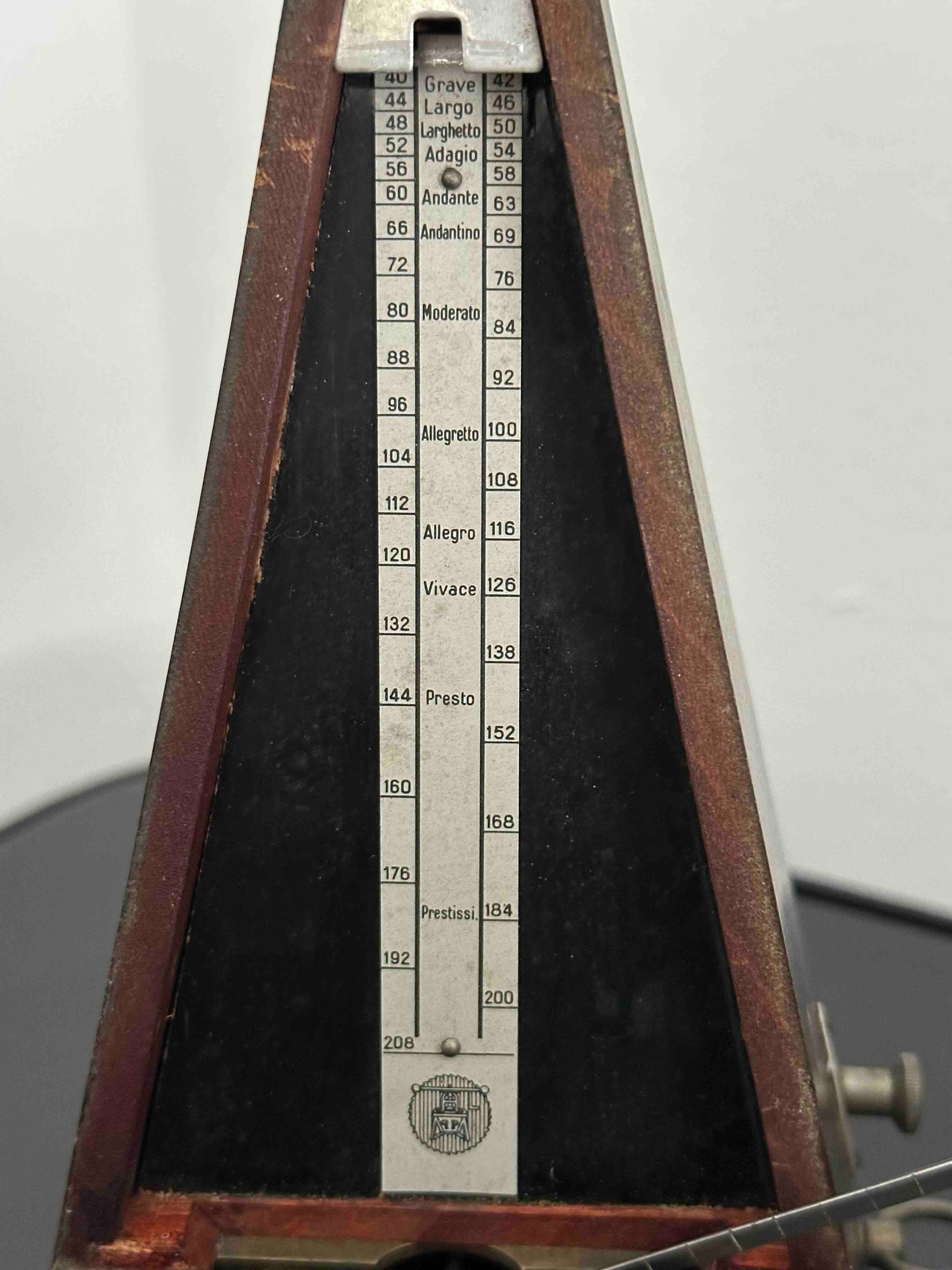 Vintage French Maëlzel Paquet Metronome, 1930-45, Solid Wood Case, Mechanical Wind-Up, Functional Without Bell