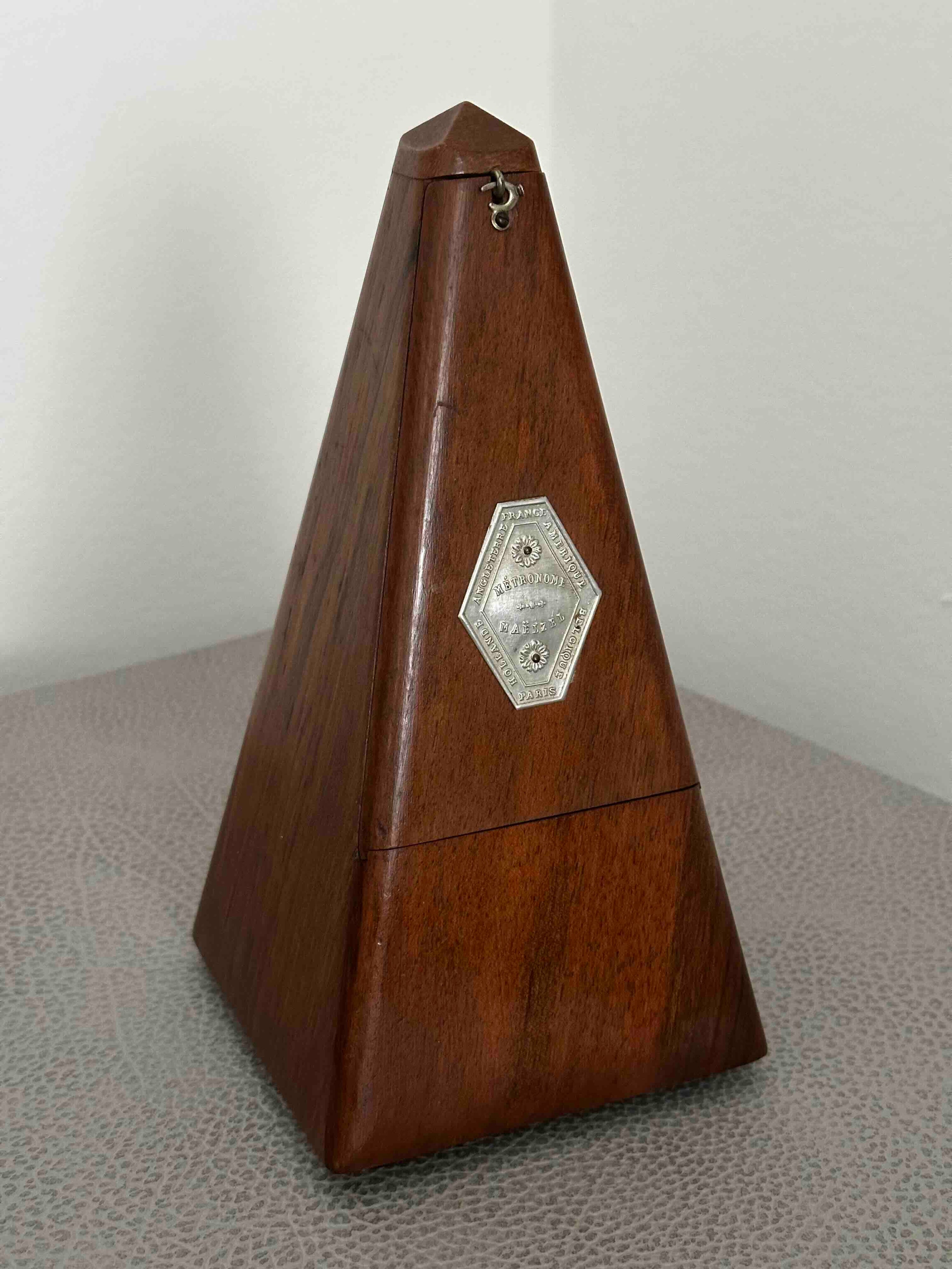 Antique JTL French Metronome, c. 1890s-1910s, Solid Wood Case, Brass Mechanical Wind-Up, Fully Functional