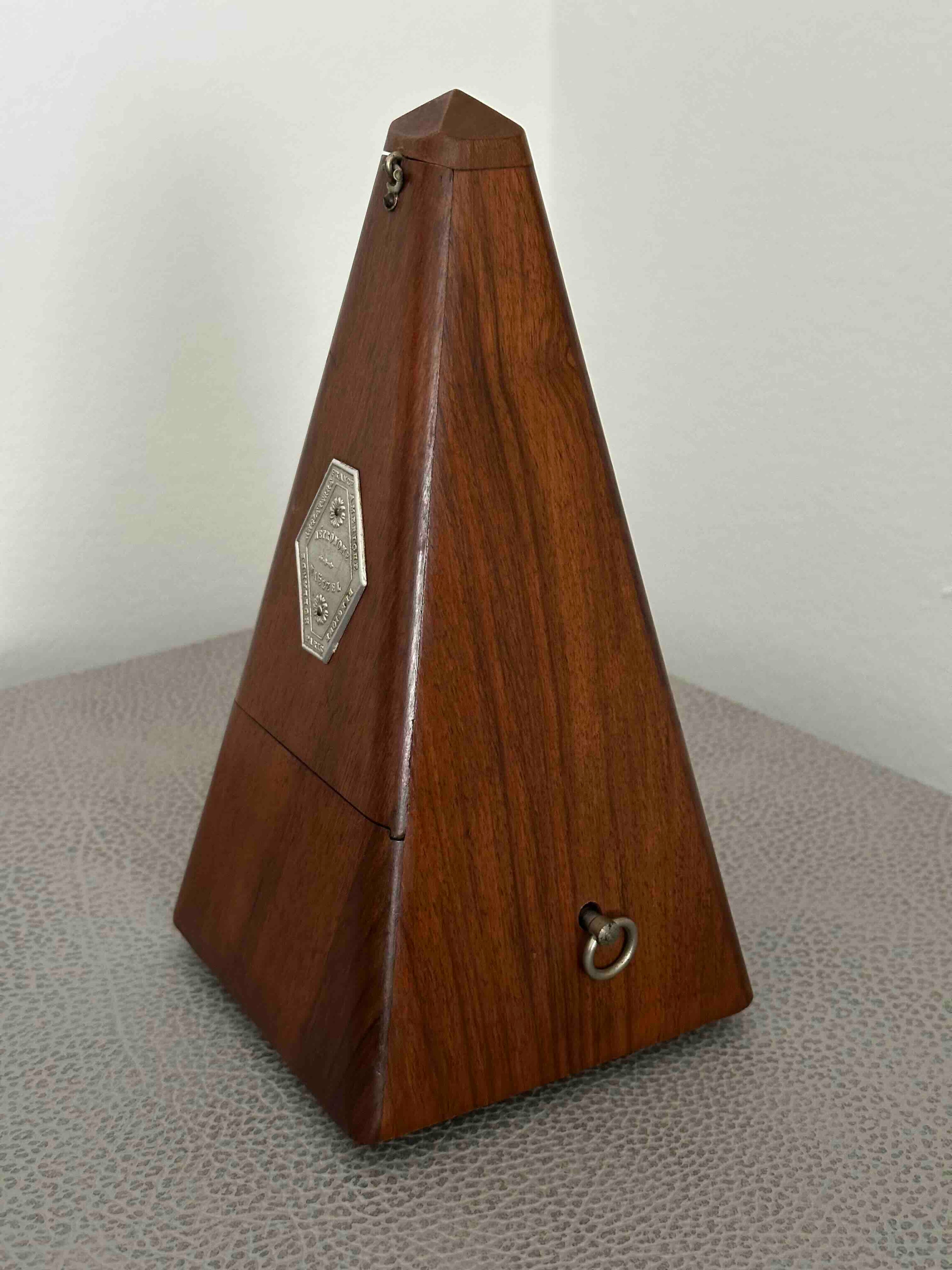 Antique JTL French Metronome, c. 1890s-1910s, Solid Wood Case, Brass Mechanical Wind-Up, Fully Functional