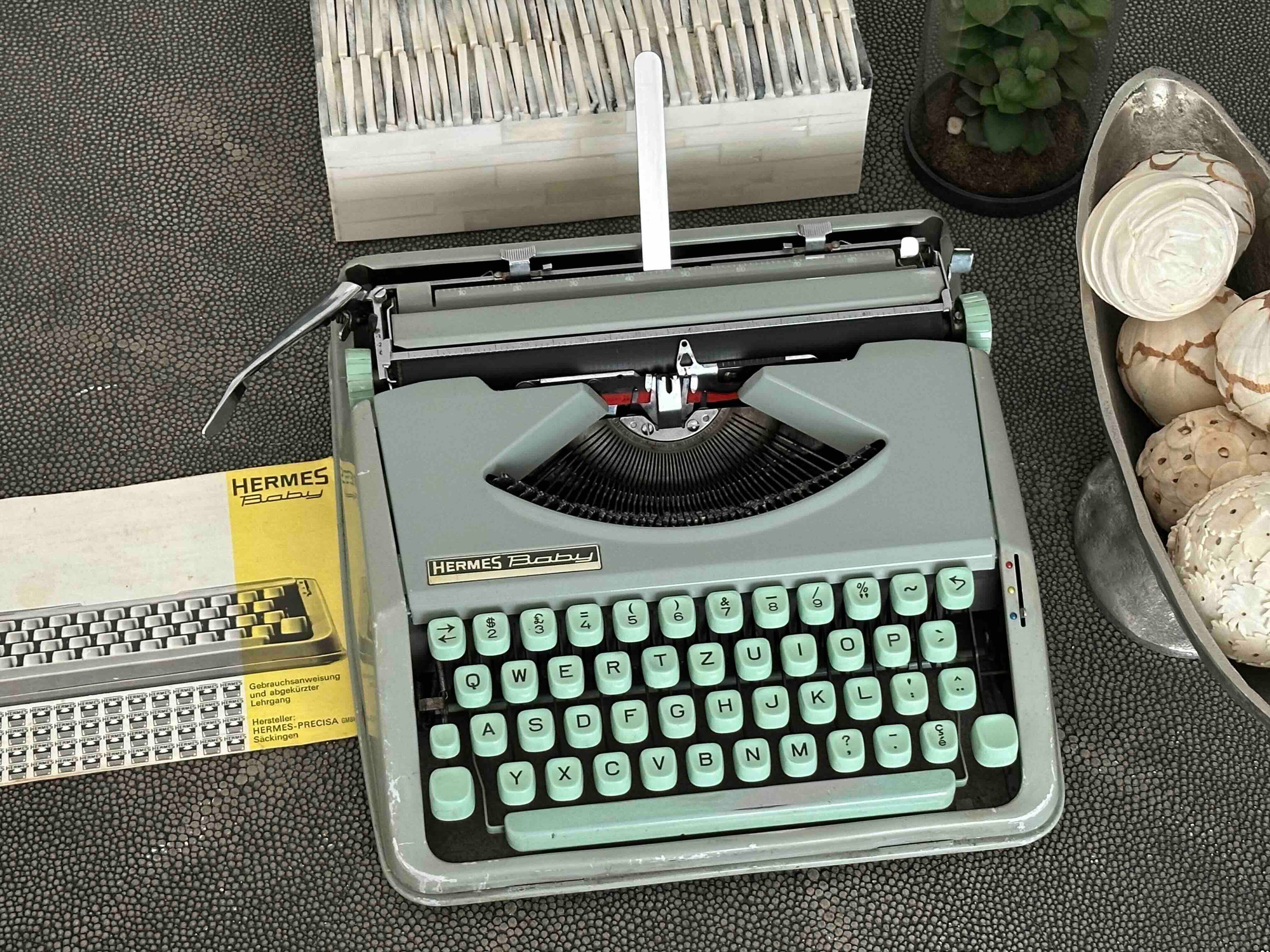 RARE Hermes Baby Typewriter with Multilingual QWERTZ Layout, 1966, Made in Switzerland, Fully Functional