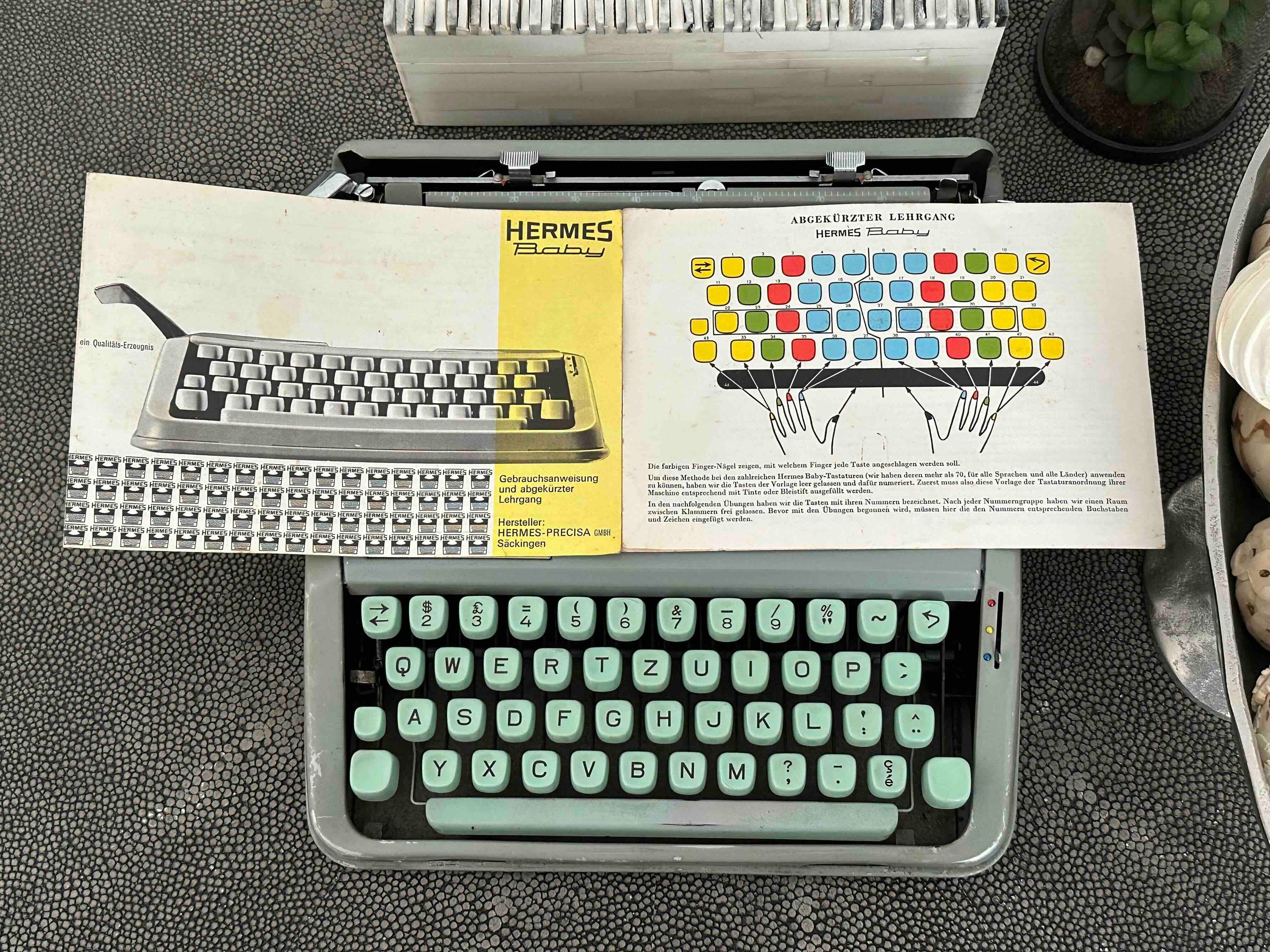 RARE Hermes Baby Typewriter with Multilingual QWERTZ Layout, 1966, Made in Switzerland, Fully Functional