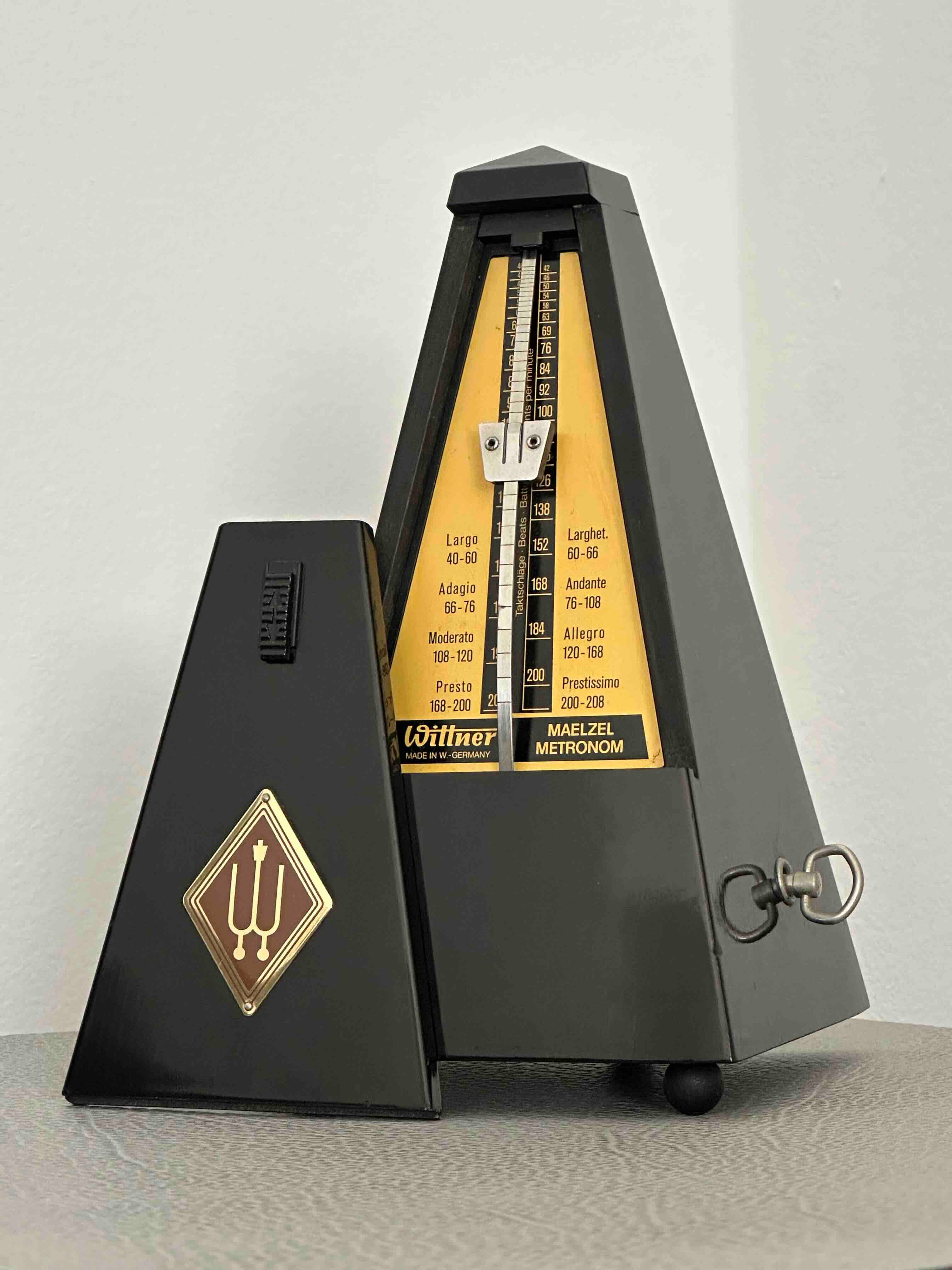 Vintage German Wittner Metronome, 1980s, Solid Wood Case, Mechanical Wind-Up, Fully Functional
