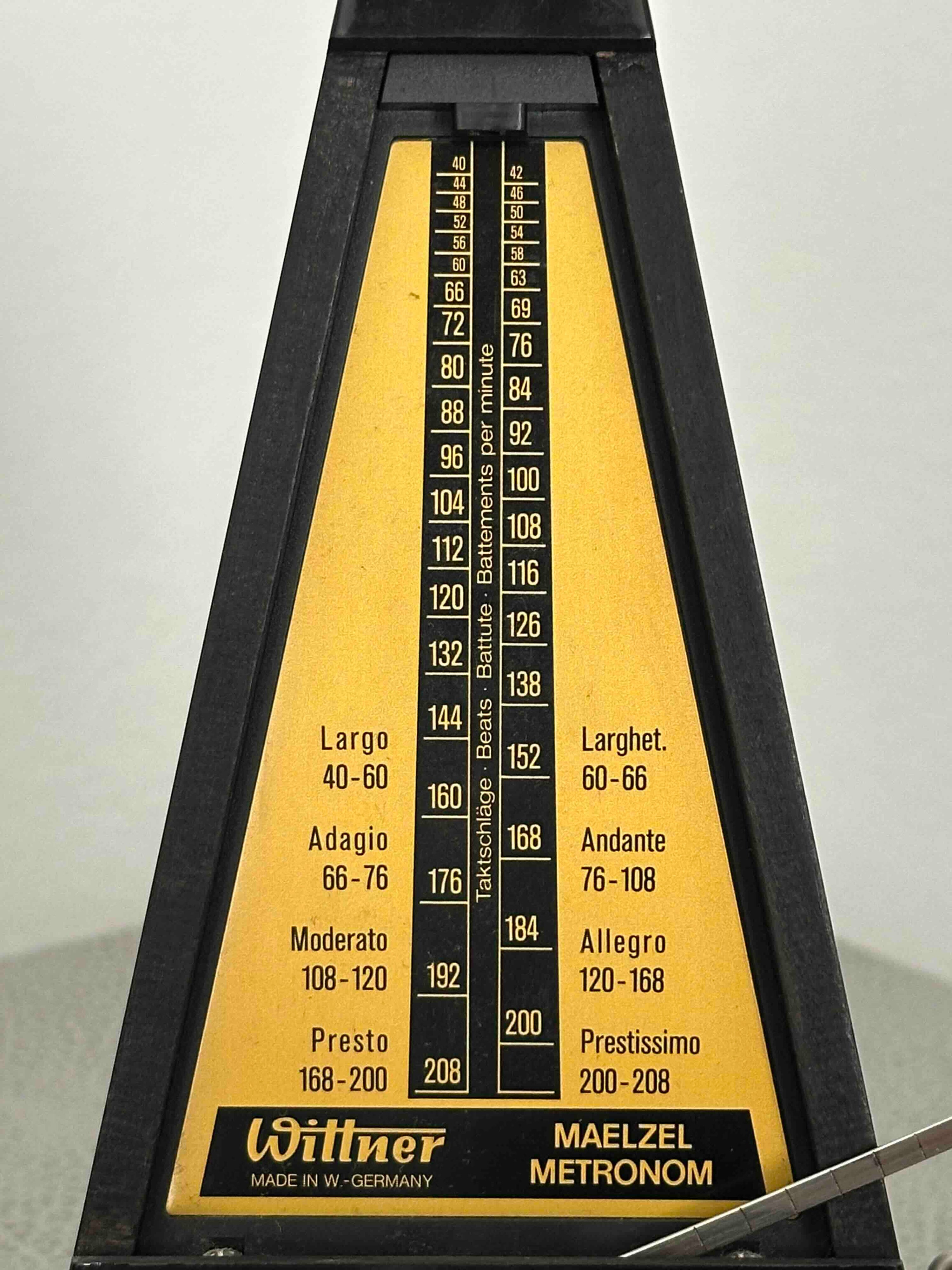 Vintage German Wittner Metronome, 1980s, Solid Wood Case, Mechanical Wind-Up, Fully Functional