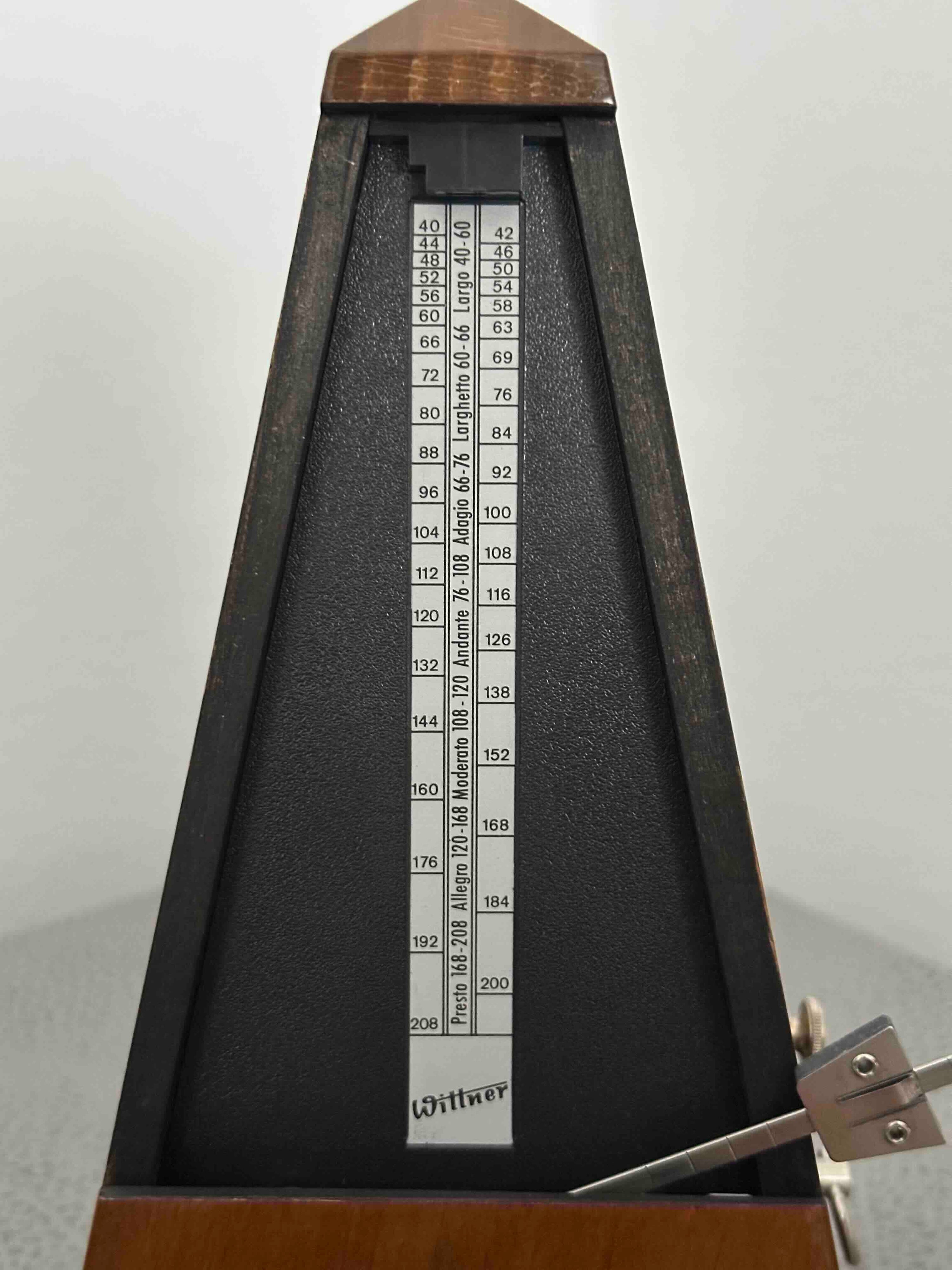 Vintage Wittner Metronome with Bell in Original Box, 1980s, Solid Wood Case, Mechanical Wind-Up, Fully Functional