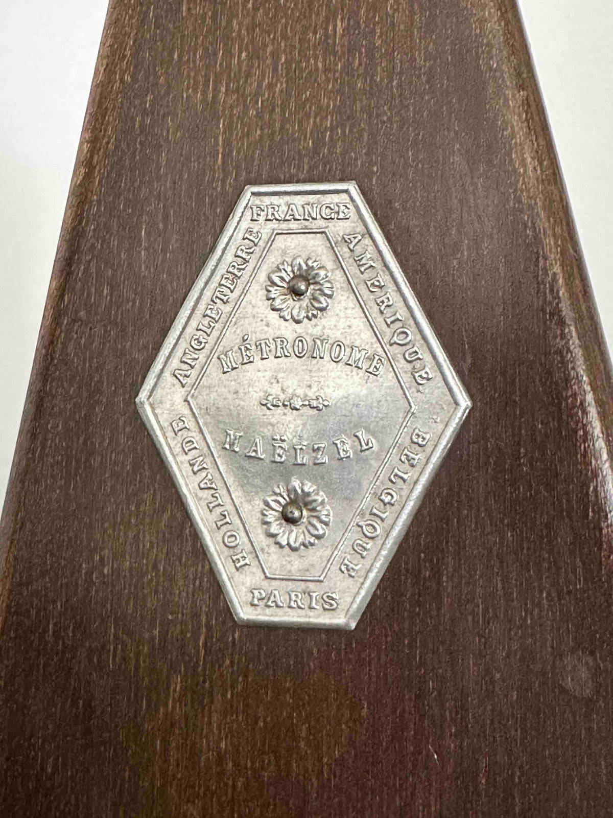 Antique Over All Paris French Metronome, c. 1910s–1920s, Maelzel System, Solid Wood Case, Mechanical Wind-Up