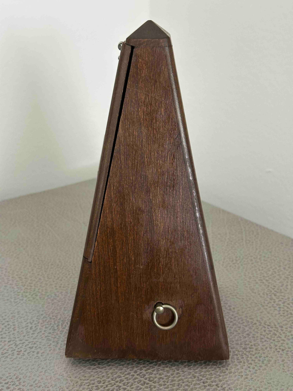 Antique Over All Paris French Metronome, c. 1910s–1920s, Maelzel System, Solid Wood Case, Mechanical Wind-Up