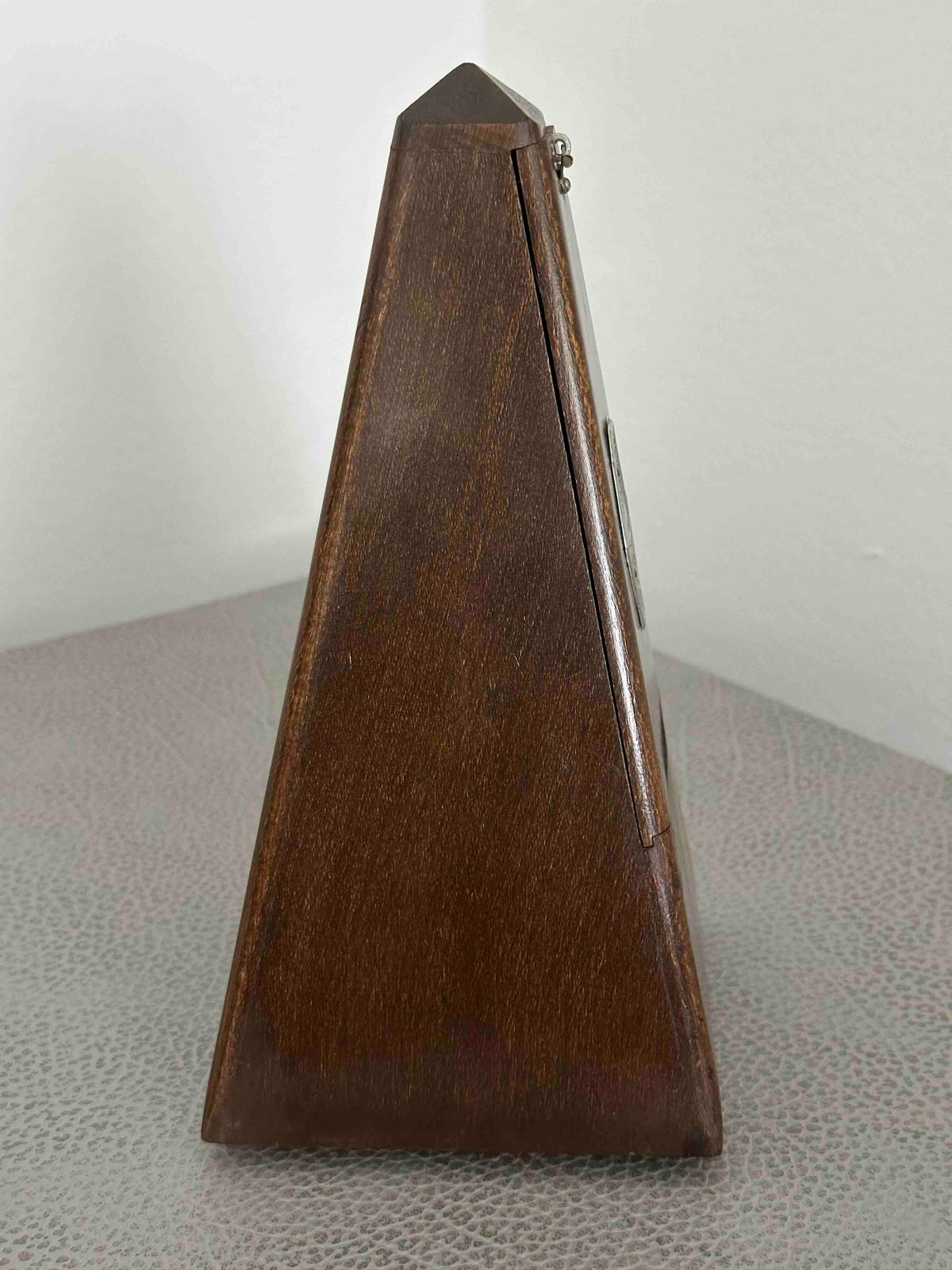 Antique Over All Paris French Metronome, c. 1910s–1920s, Maelzel System, Solid Wood Case, Mechanical Wind-Up