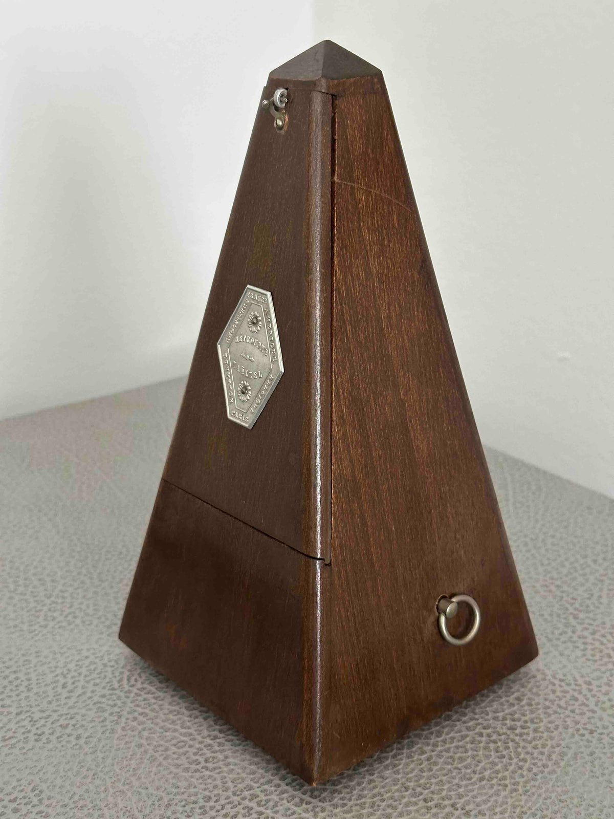 Antique Over All Paris French Metronome, c. 1910s–1920s, Maelzel System, Solid Wood Case, Mechanical Wind-Up