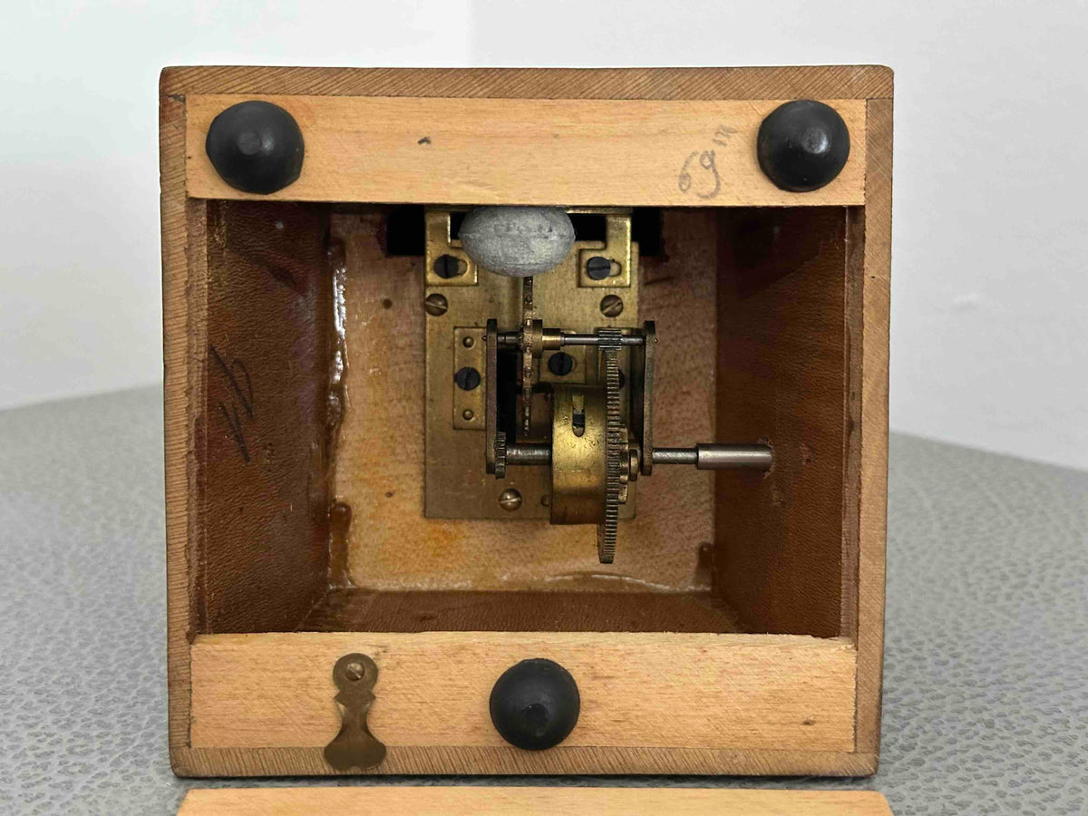 Antique Over All Paris French Metronome, c. 1910s–1920s, Maelzel System, Solid Wood Case, Mechanical Wind-Up