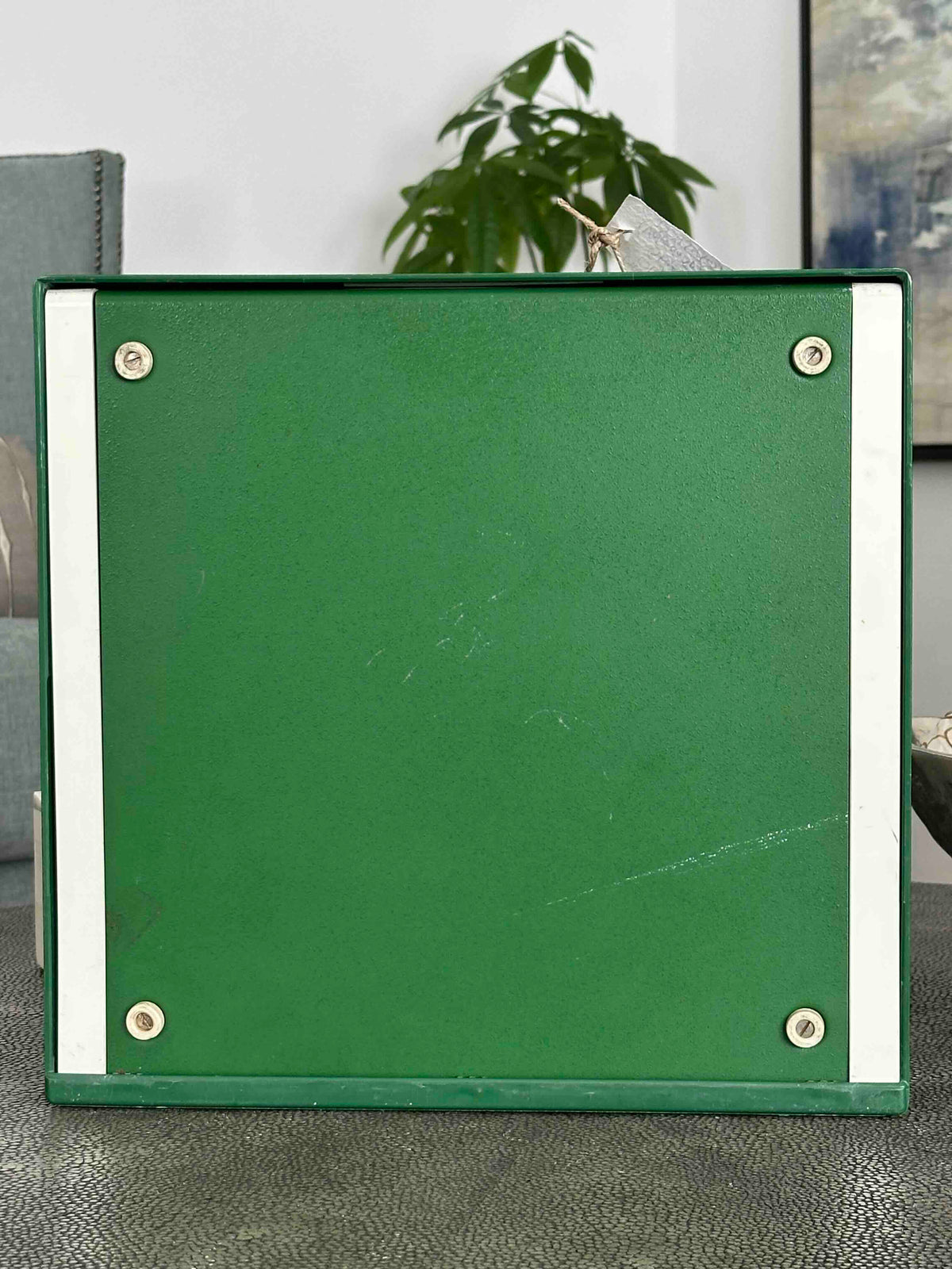 Green Olympia Traveller de Luxe Portable Typewriter with Qwerty Layout, 1977, Functional Typewriter
