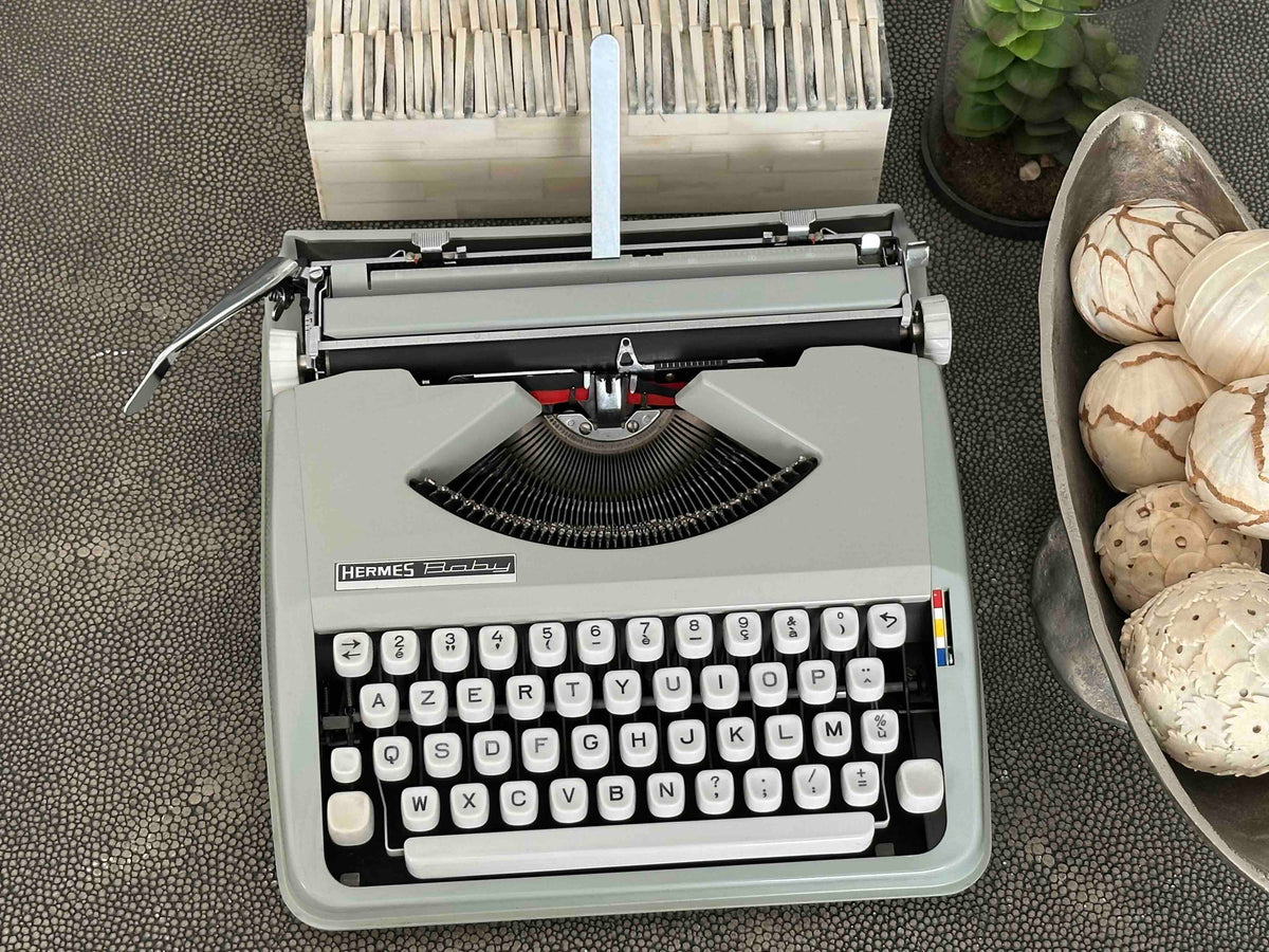 Hermes Baby Typewriter with Azerty Layout and Techno Pica Font, 1971, Fully Functional