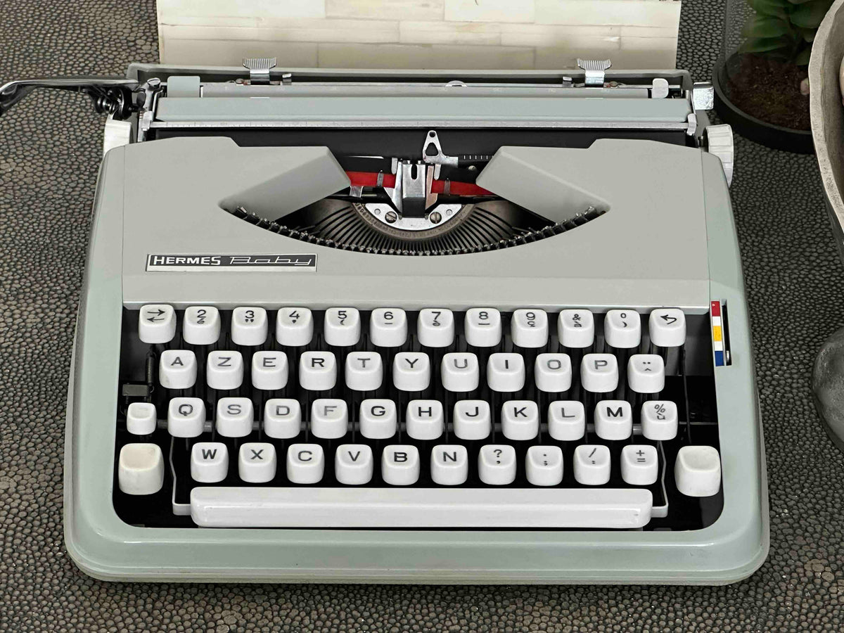 Hermes Baby Typewriter with Azerty Layout and Techno Pica Font, 1971, Fully Functional