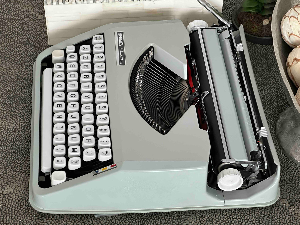 Hermes Baby Typewriter with Azerty Layout and Techno Pica Font, 1971, Fully Functional