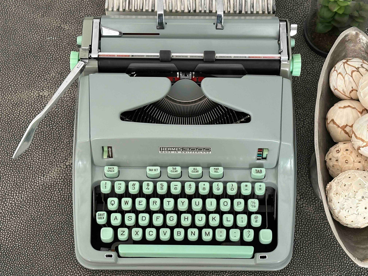 Hermes 3000 Typewriter with Qwerty Layout, 1968, Made in Switzerland, Fully Functional