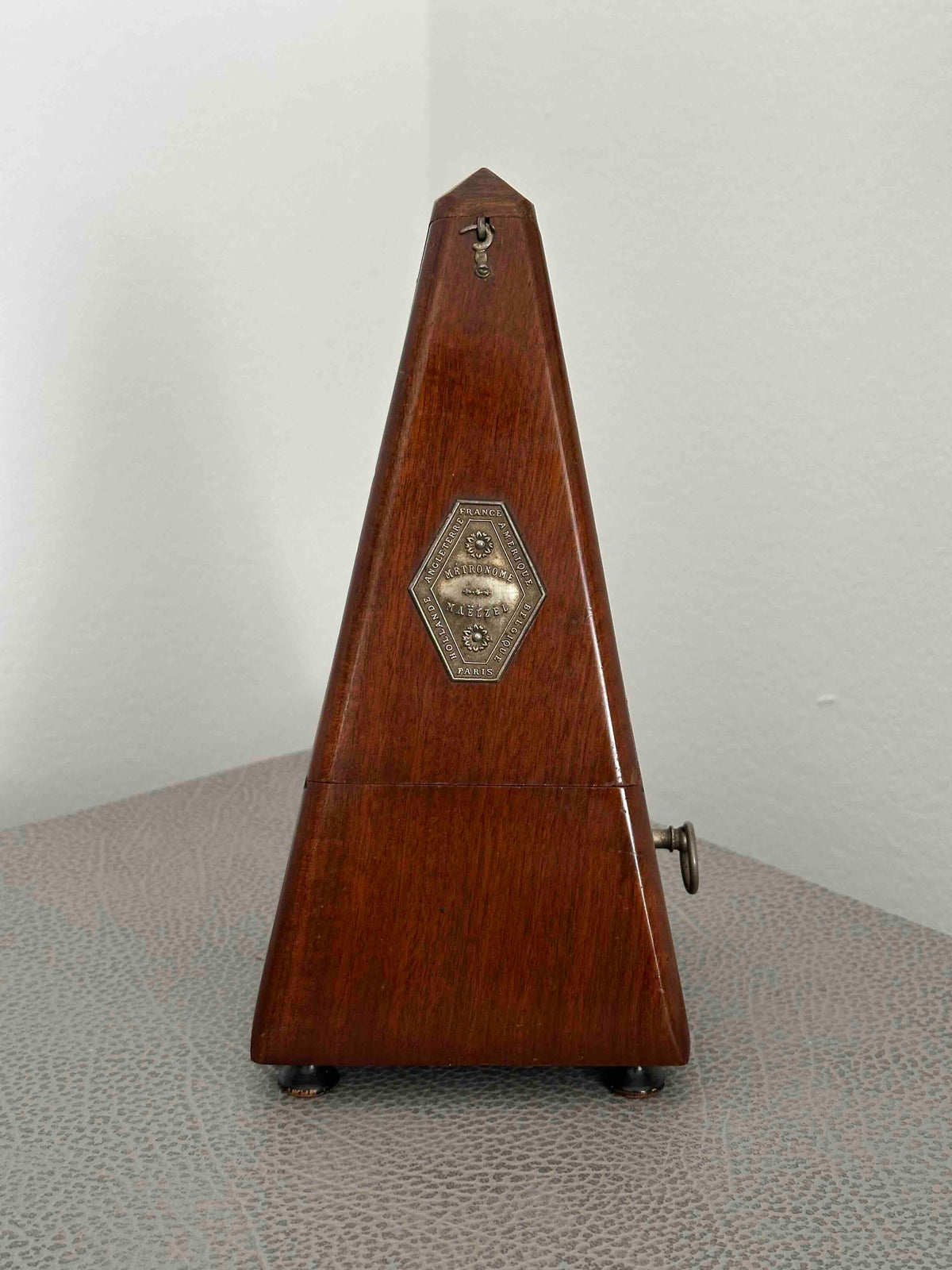Antique Couesnon & Cie French Metronome, c. 1920s, Maelzel System, Solid Wood Case, Mechanical Wind-Up, Fully Functional
