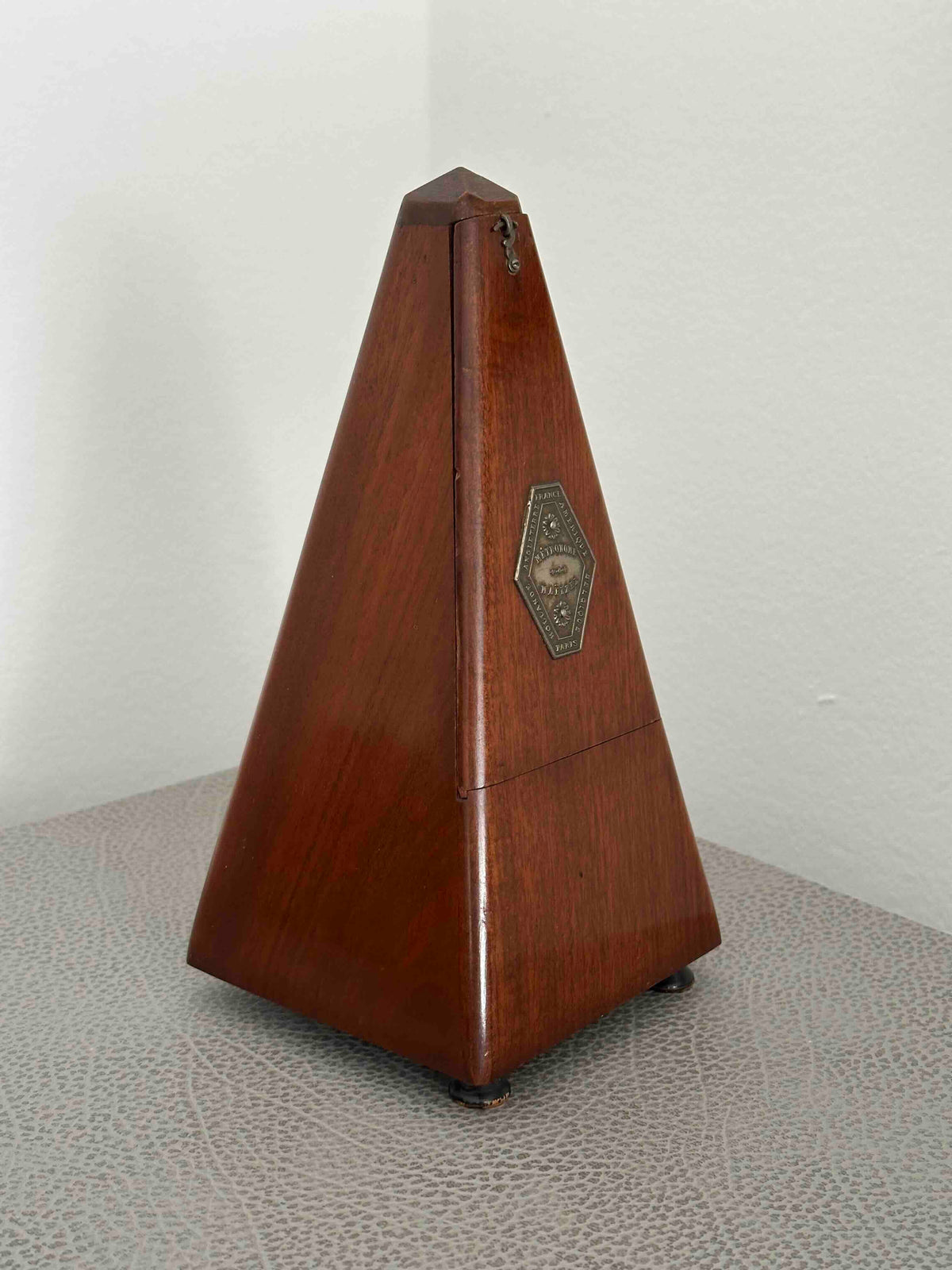 Antique Couesnon & Cie French Metronome, c. 1920s, Maelzel System, Solid Wood Case, Mechanical Wind-Up, Fully Functional