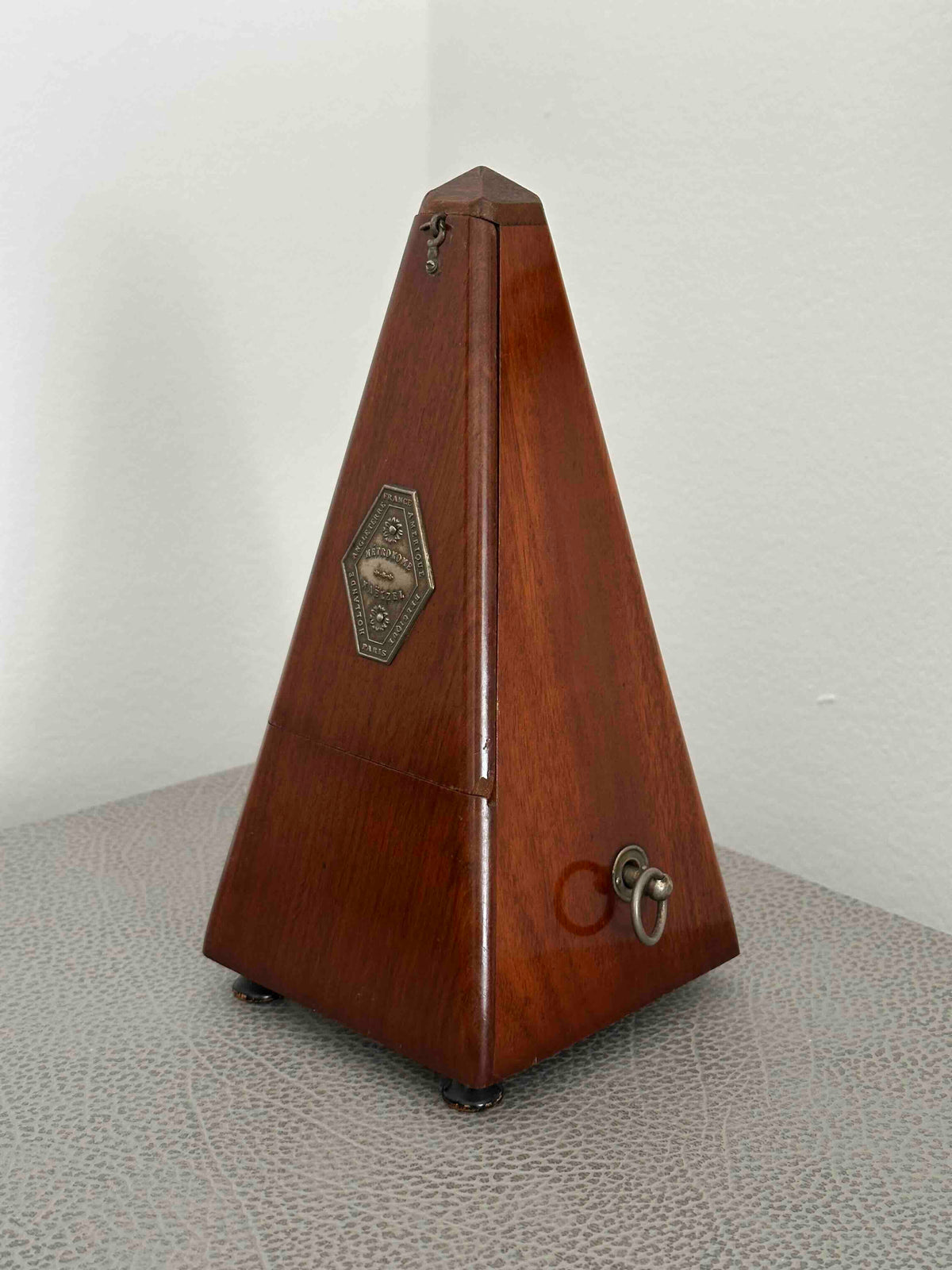 Antique Couesnon & Cie French Metronome, c. 1920s, Maelzel System, Solid Wood Case, Mechanical Wind-Up, Fully Functional