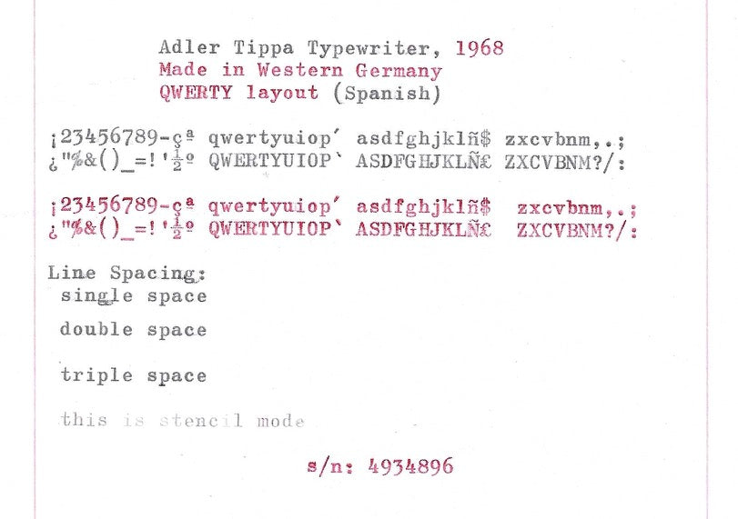 Adler Tippa Typewriter with Qwerty Layout, 1968, Made in Germany